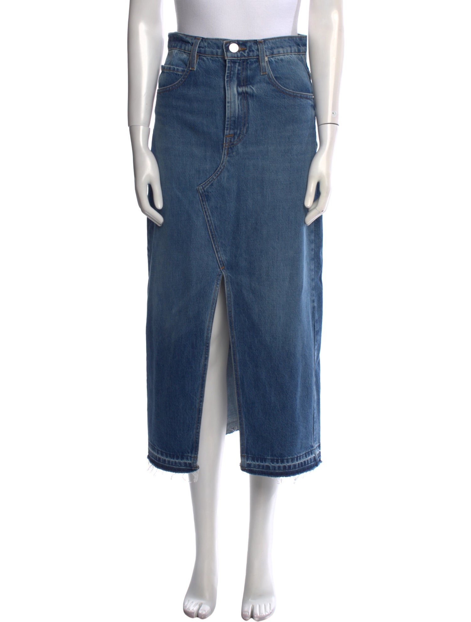 FRAME Raw-Edge Trim Midi Length Skirt