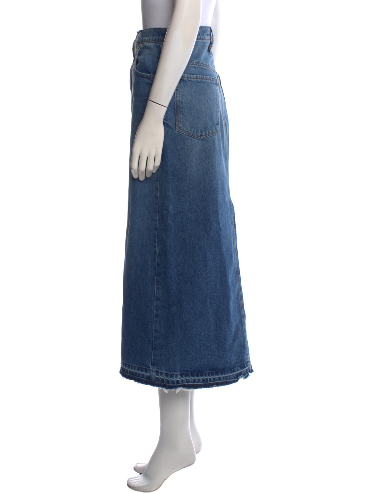 FRAME Raw-Edge Trim Midi Length Skirt