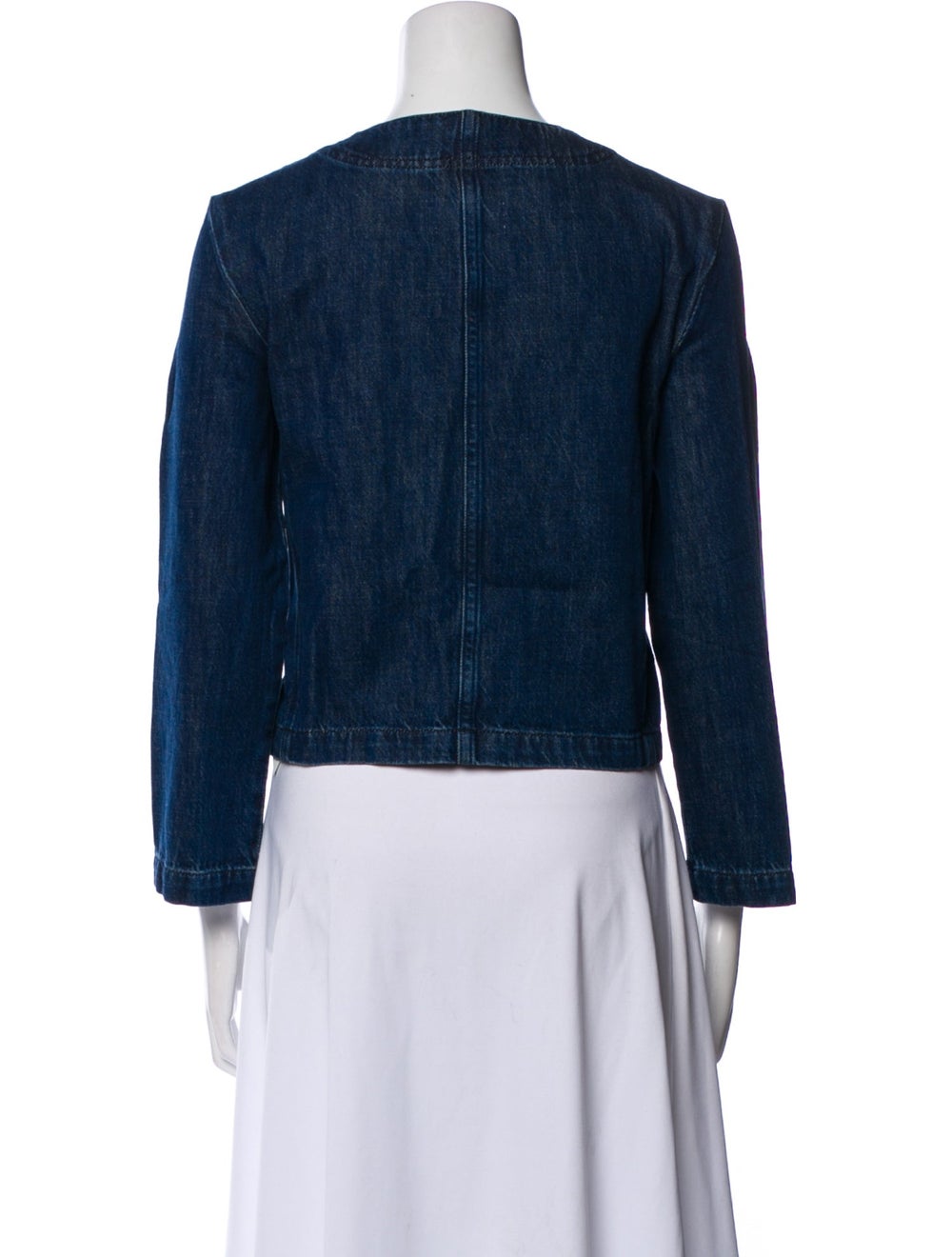 Frame Denim Jacket Blue Collarless Patch Pockets & - image 3