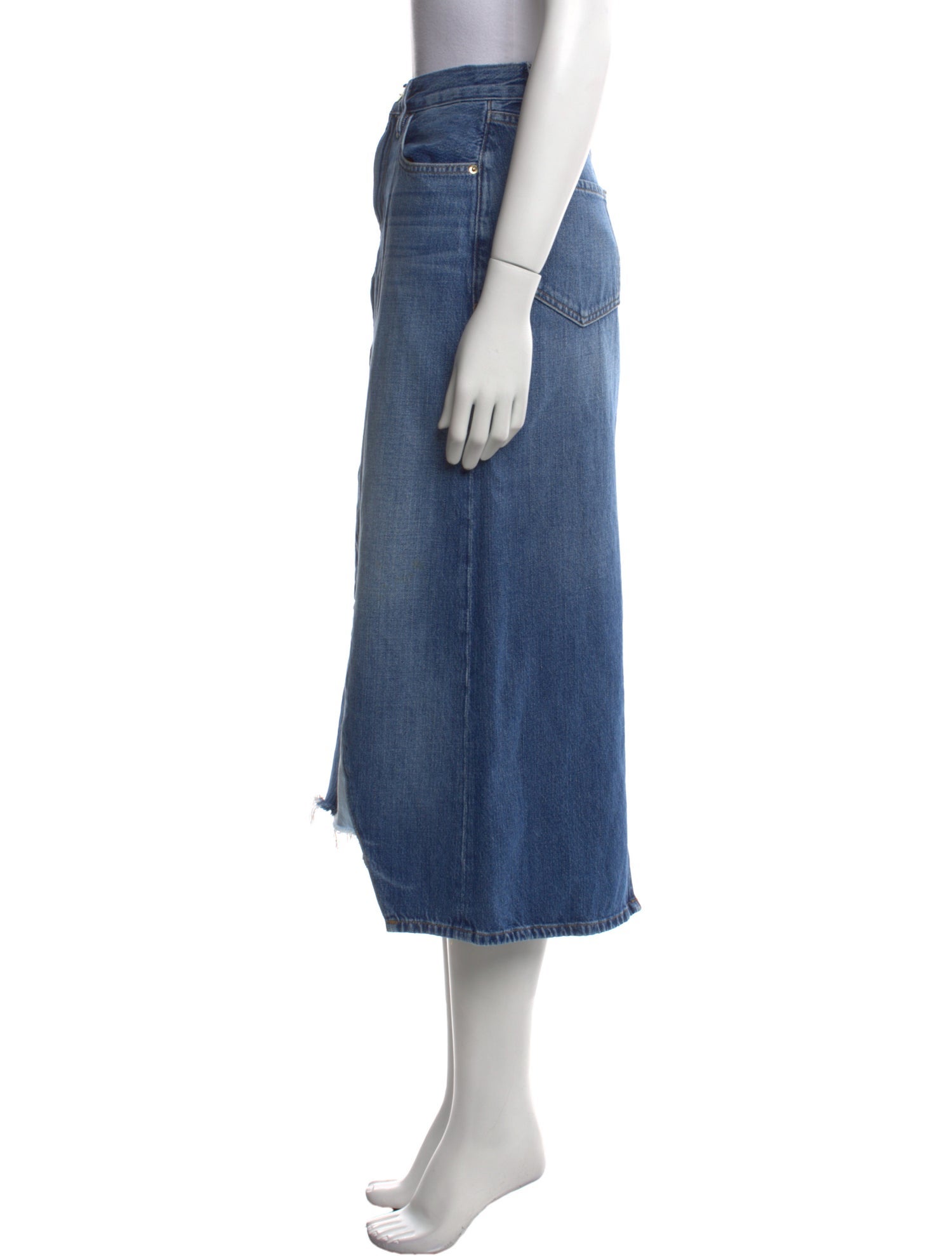 FRAME Raw-Edge Trim Midi Length Skirt