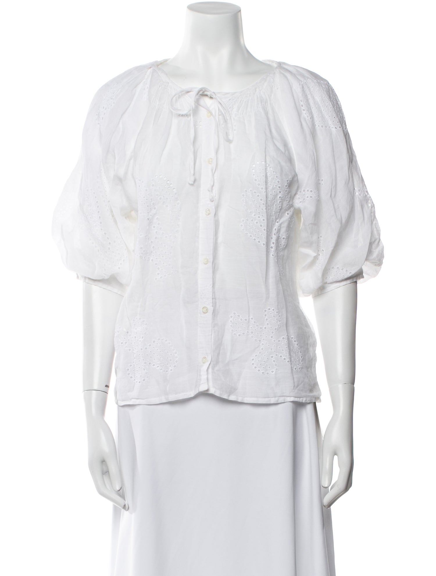 FRAME Bateau Neckline Three-Quarter Sleeve Blouse