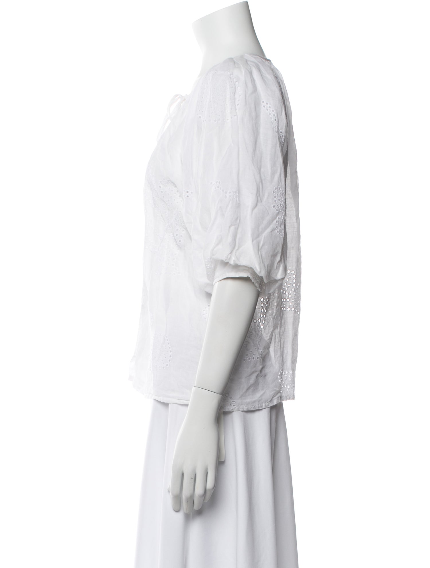 FRAME Bateau Neckline Three-Quarter Sleeve Blouse