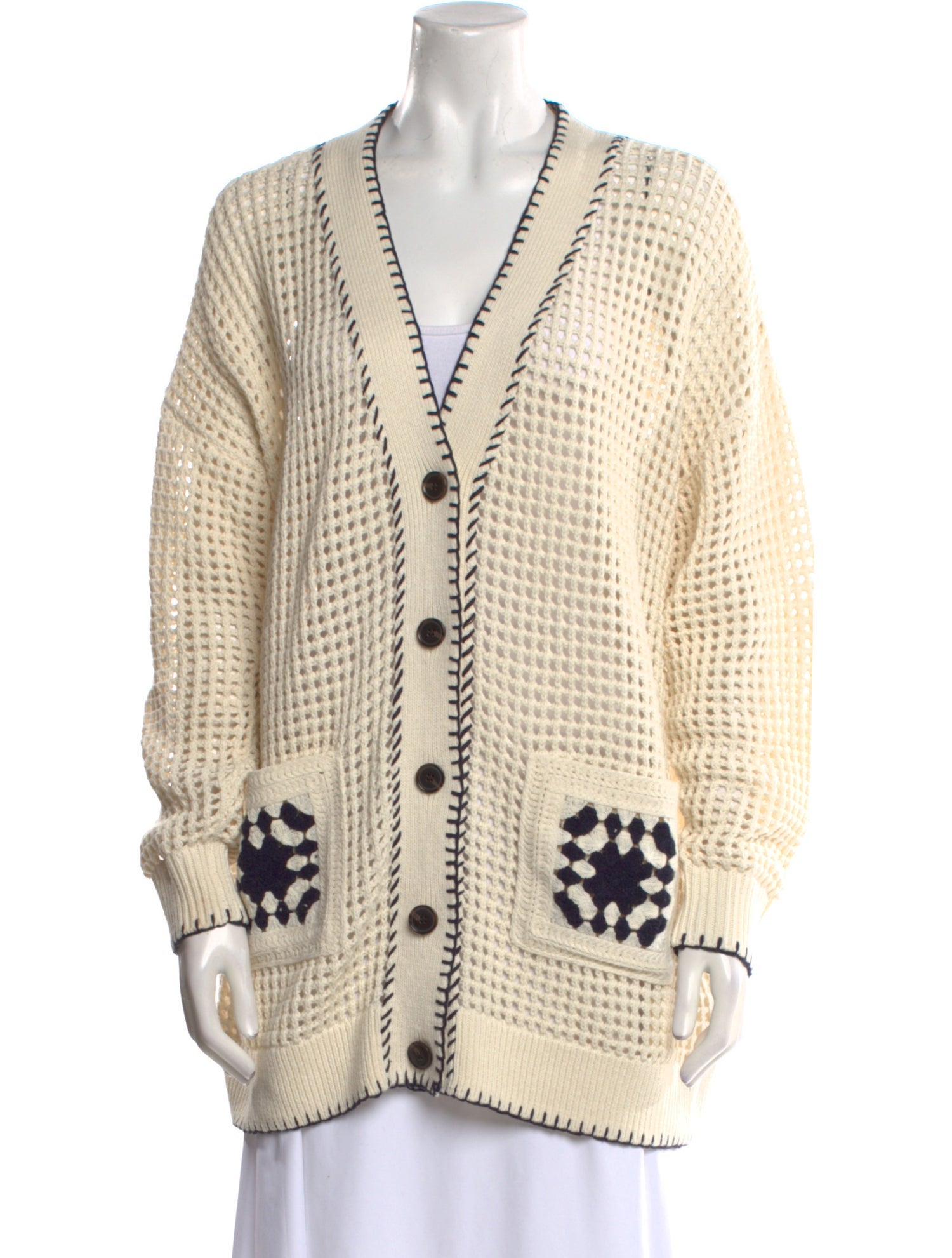 FRAME Printed V-Neck Sweater