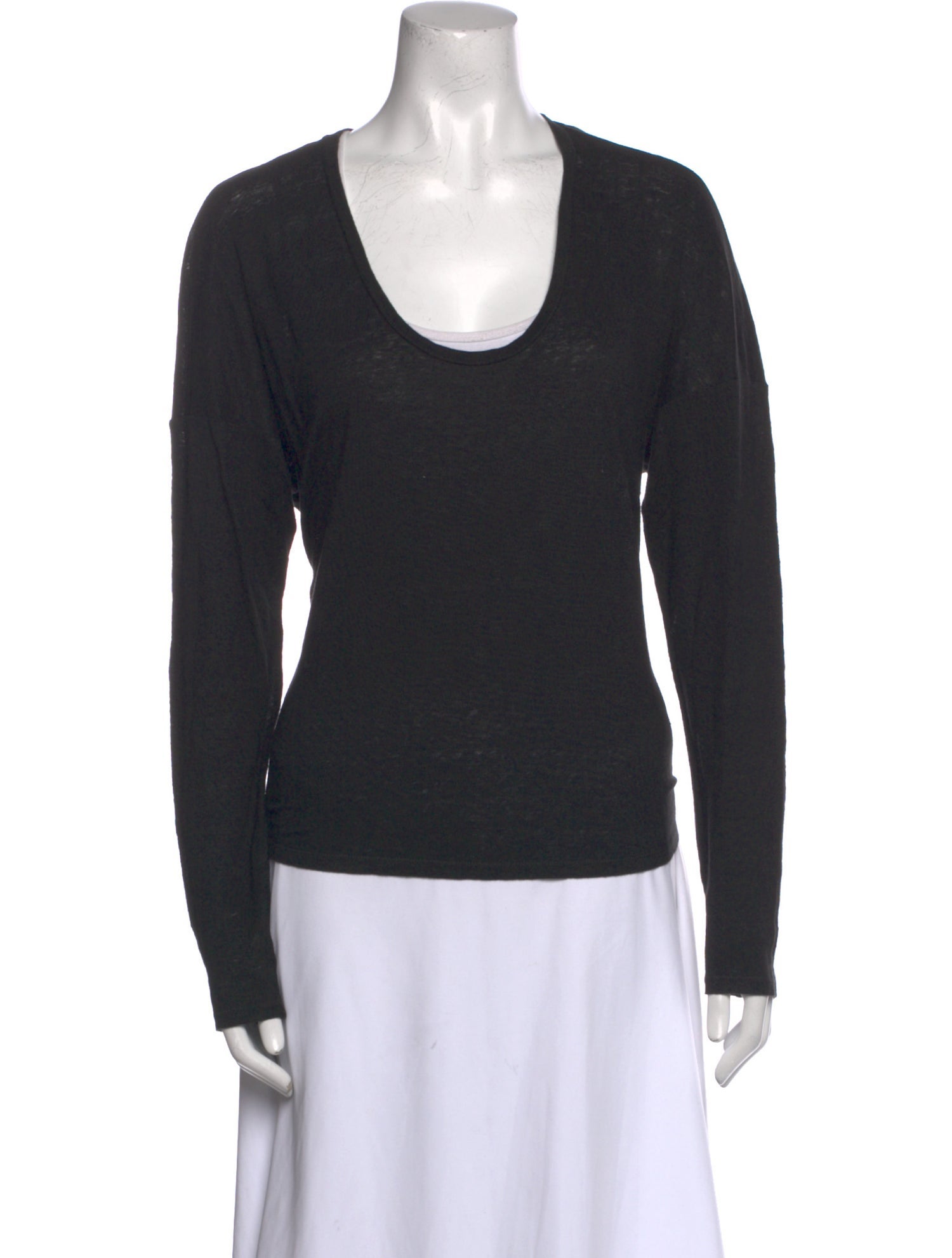 FRAME Linen Scoop Neck Top