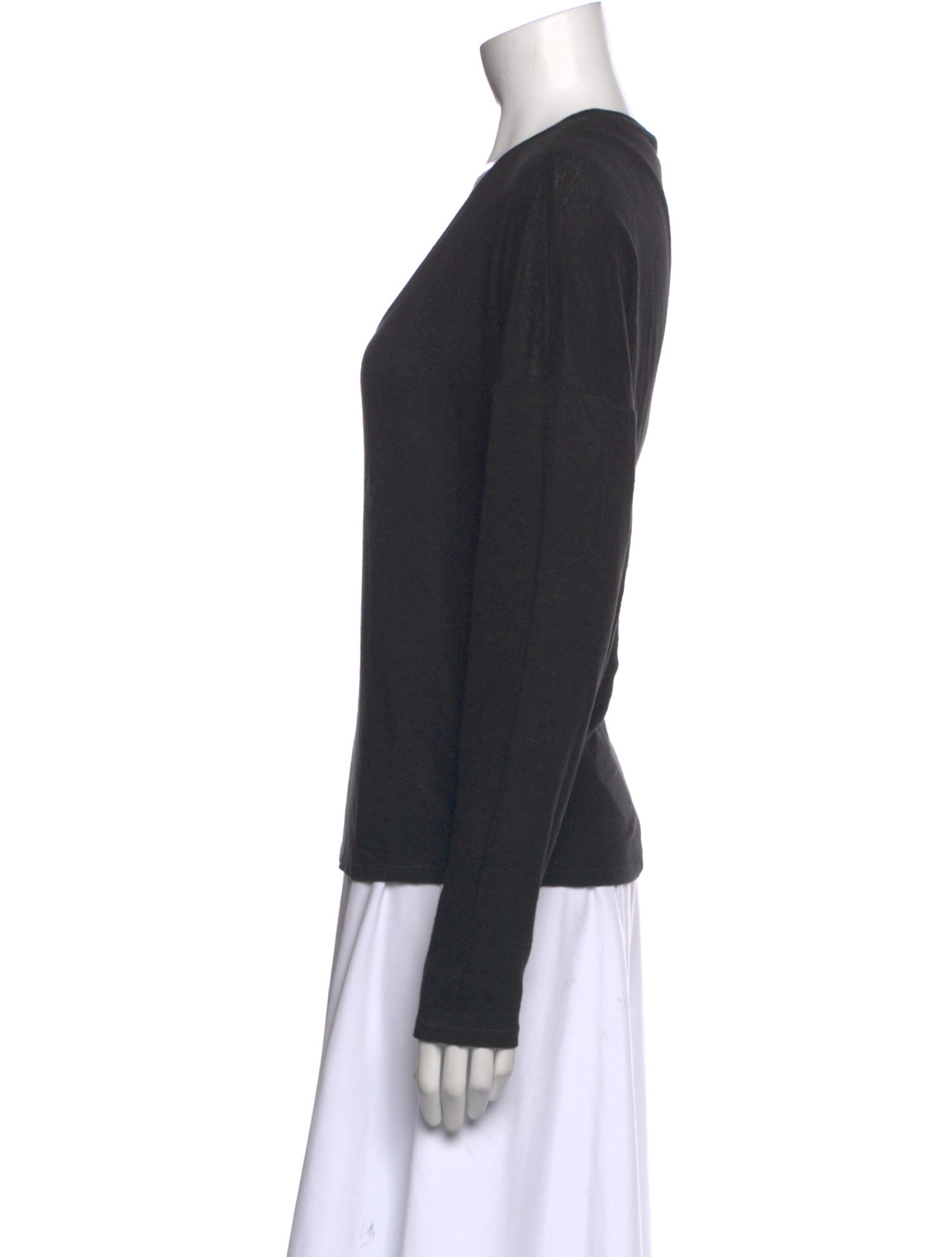 FRAME Linen Scoop Neck Top