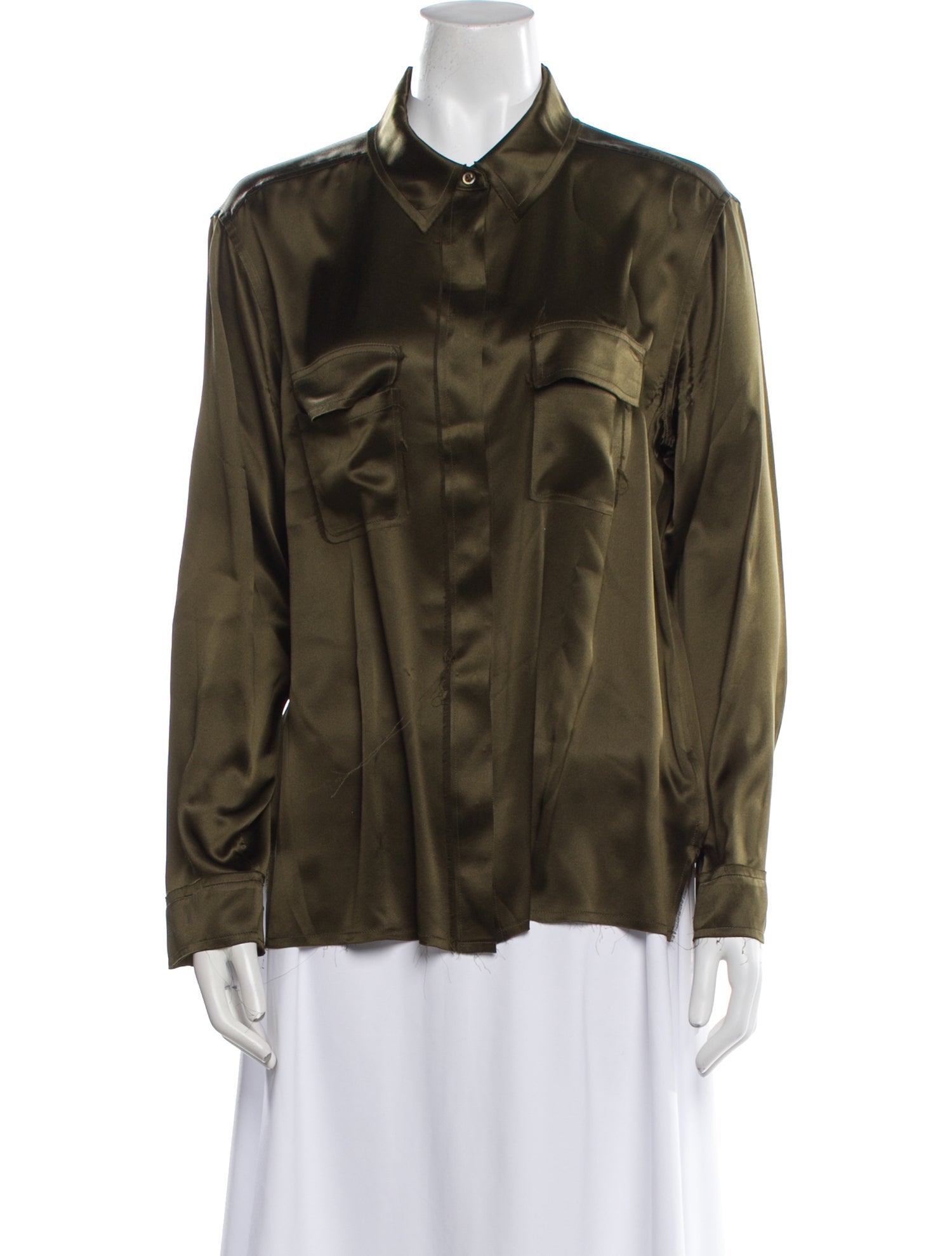FRAME Silk Long Sleeve Button-Up Top