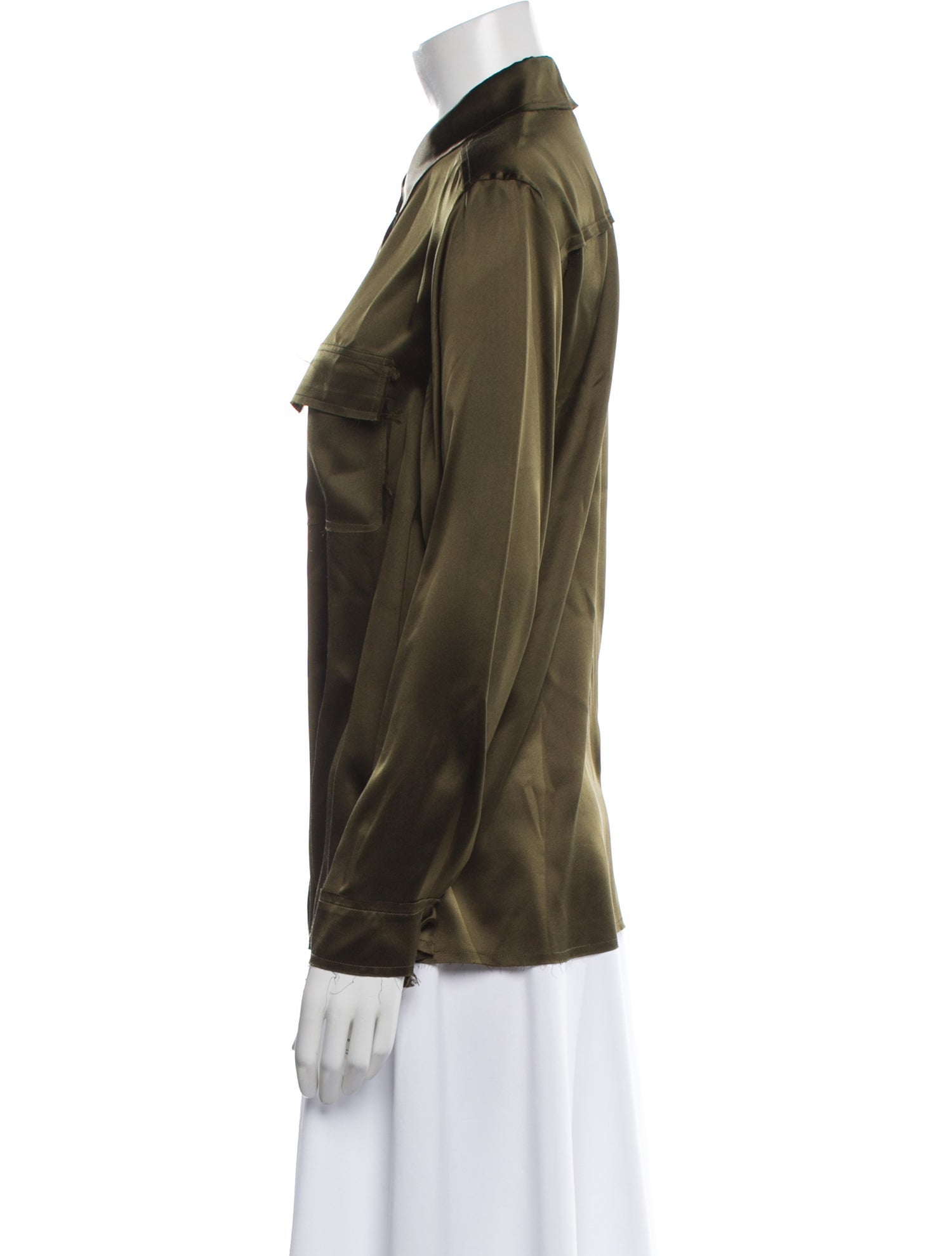 FRAME Silk Long Sleeve Button-Up Top