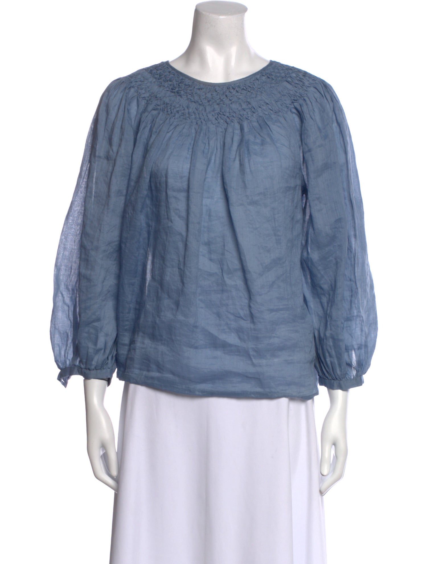 FRAME Crew Neck Three-Quarter Sleeve Blouse