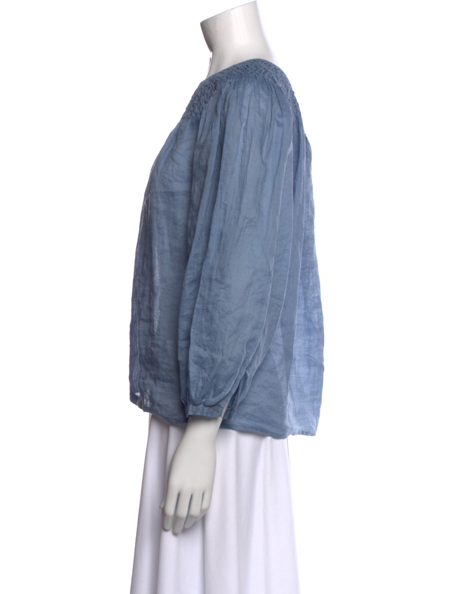 FRAME Crew Neck Three-Quarter Sleeve Blouse