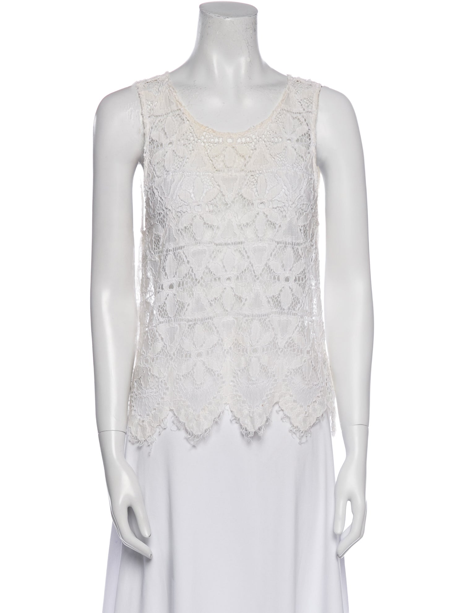 FRAME Lace Pattern Scoop Neck Top