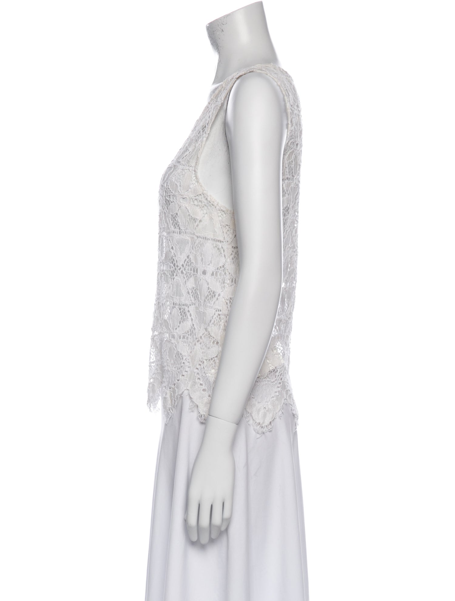 FRAME Lace Pattern Scoop Neck Top