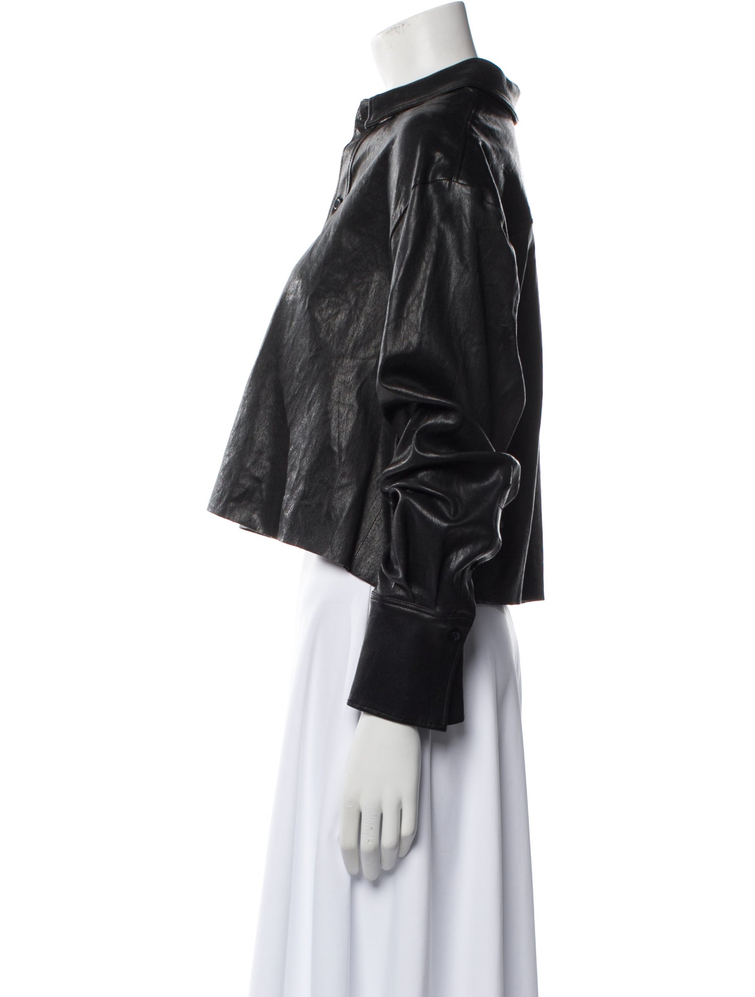 FRAME Lamb Leather Mock Neck Crop Top w/ Tags