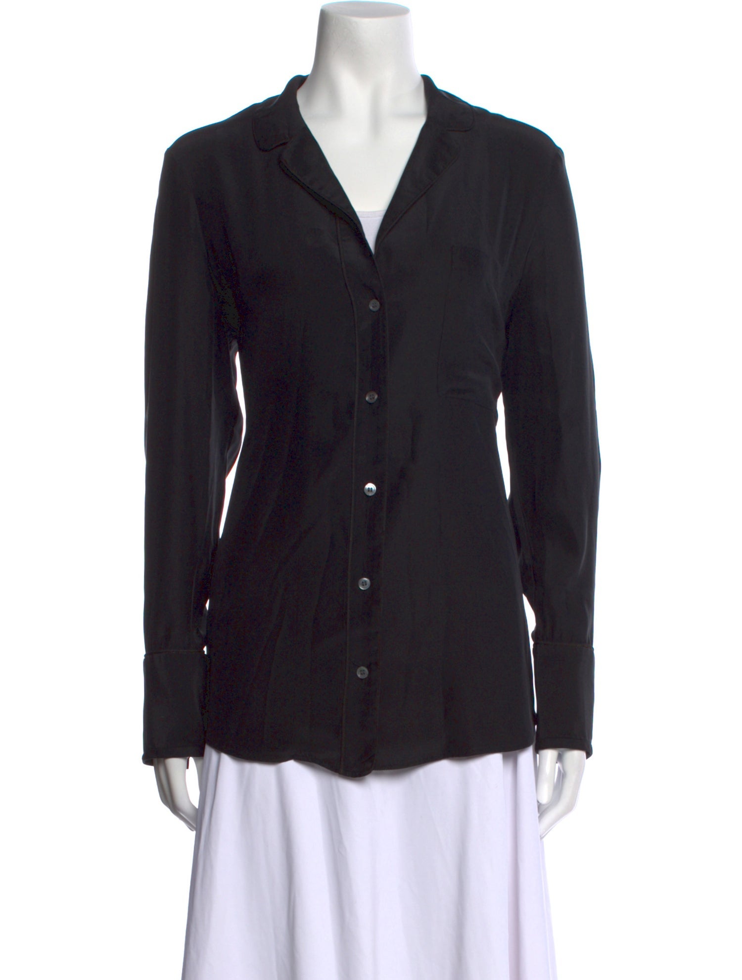 FRAME Silk Long Sleeve Button-Up Top