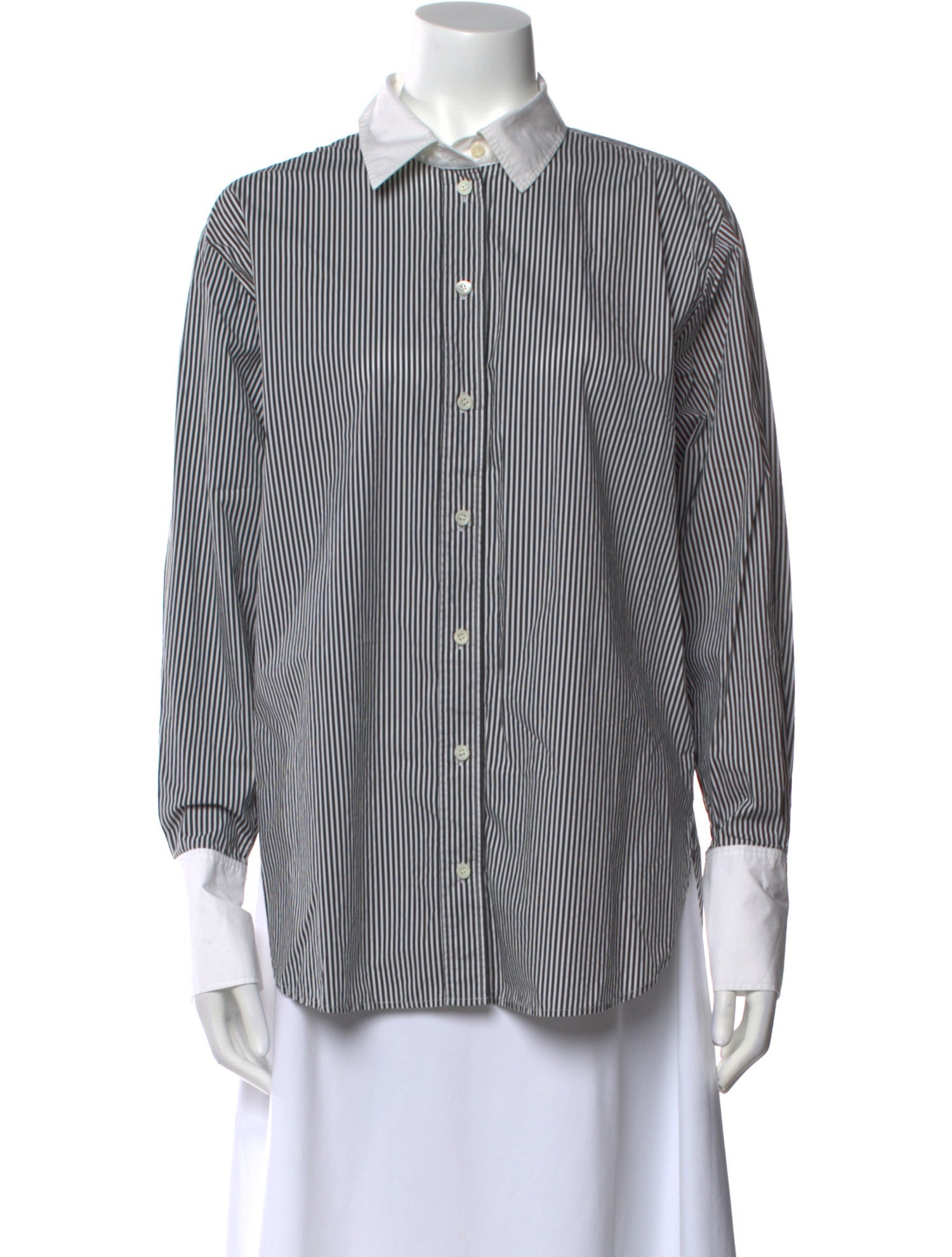 FRAME Striped Long Sleeve Button-Up Top