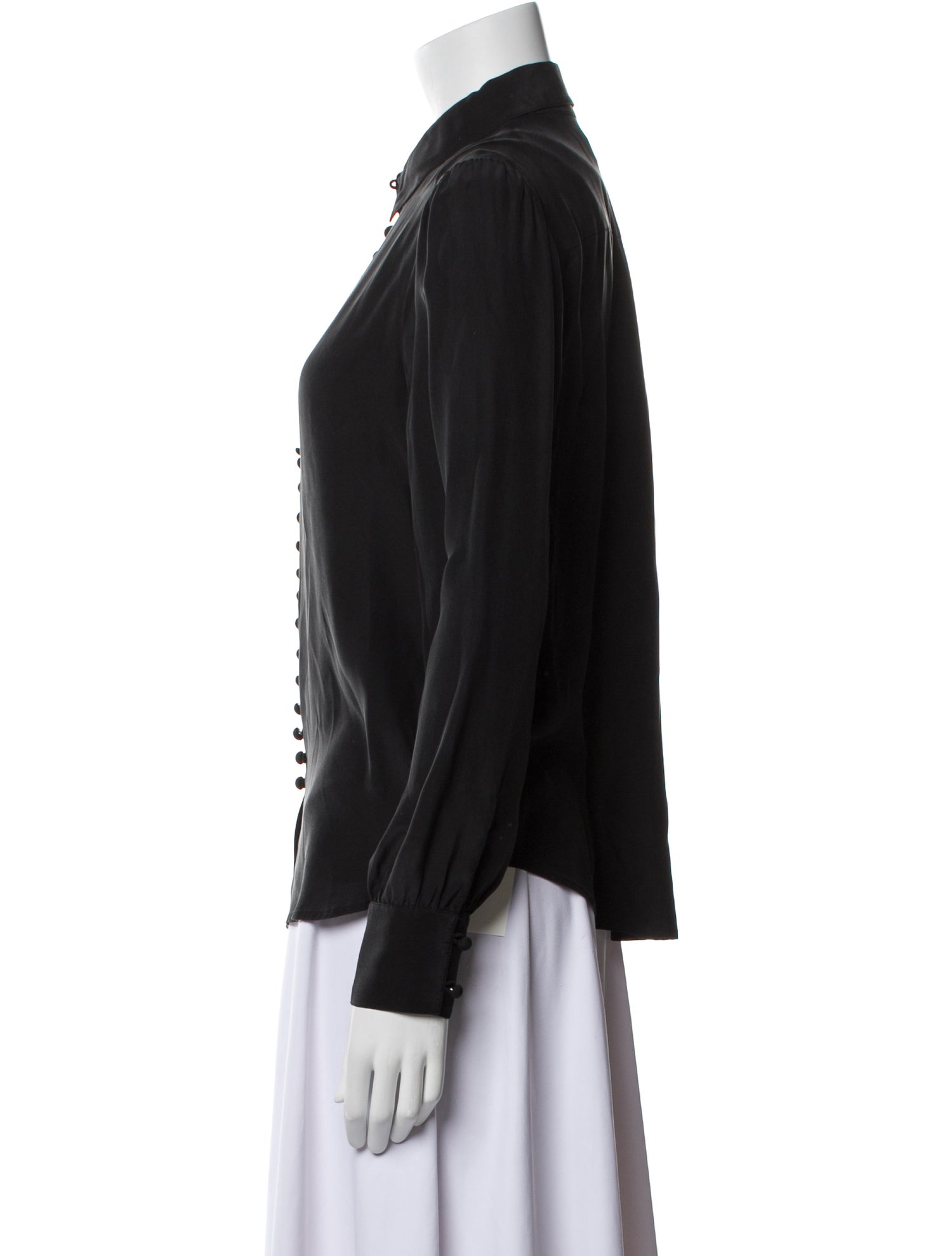 FRAME Silk Long Sleeve Button-Up Top