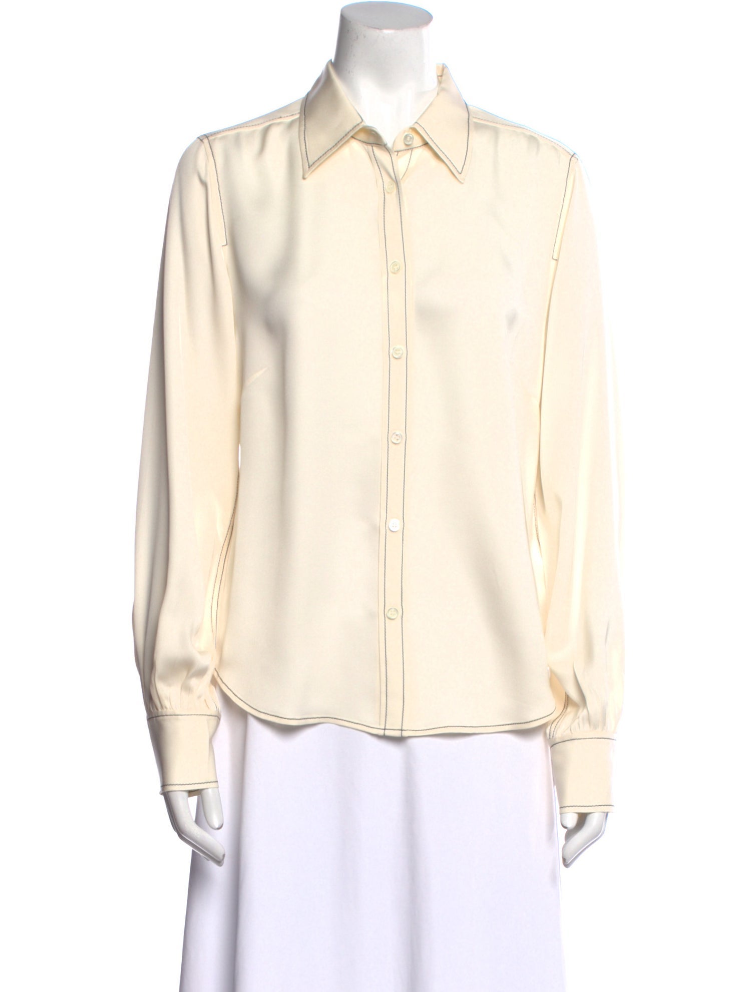 FRAME Silk Long Sleeve Button-Up Top