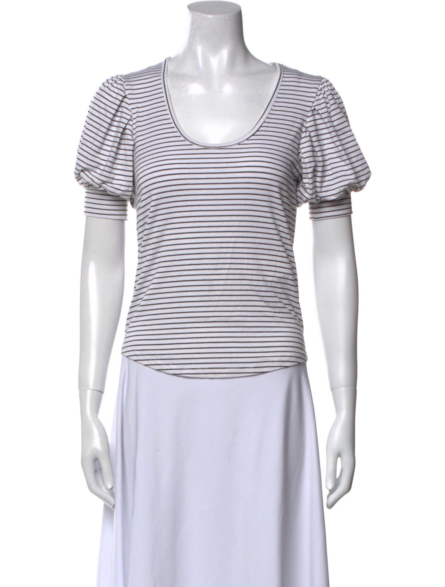 FRAME Striped Scoop Neck T-Shirt