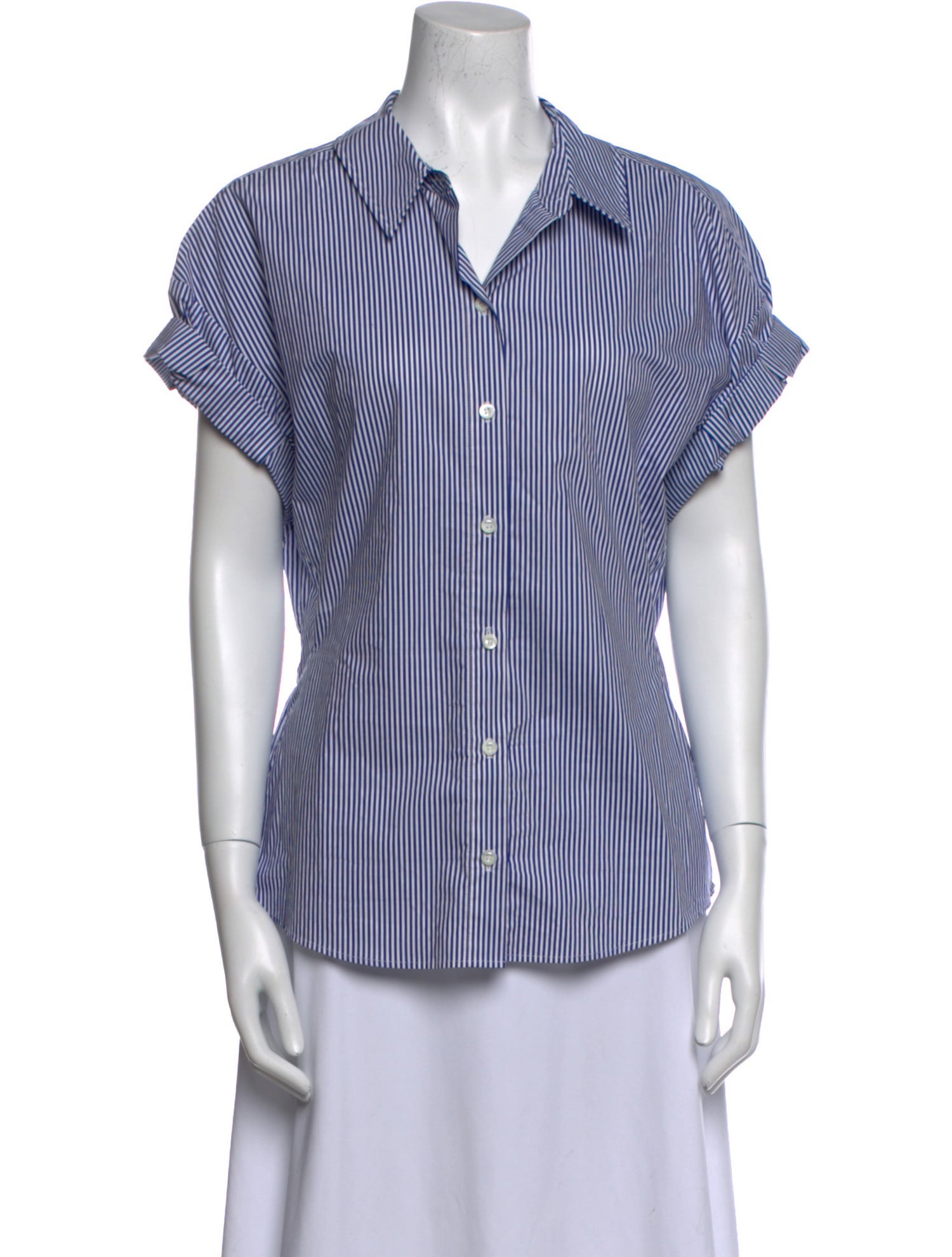 FRAME Striped Short Sleeve Button-Up Top