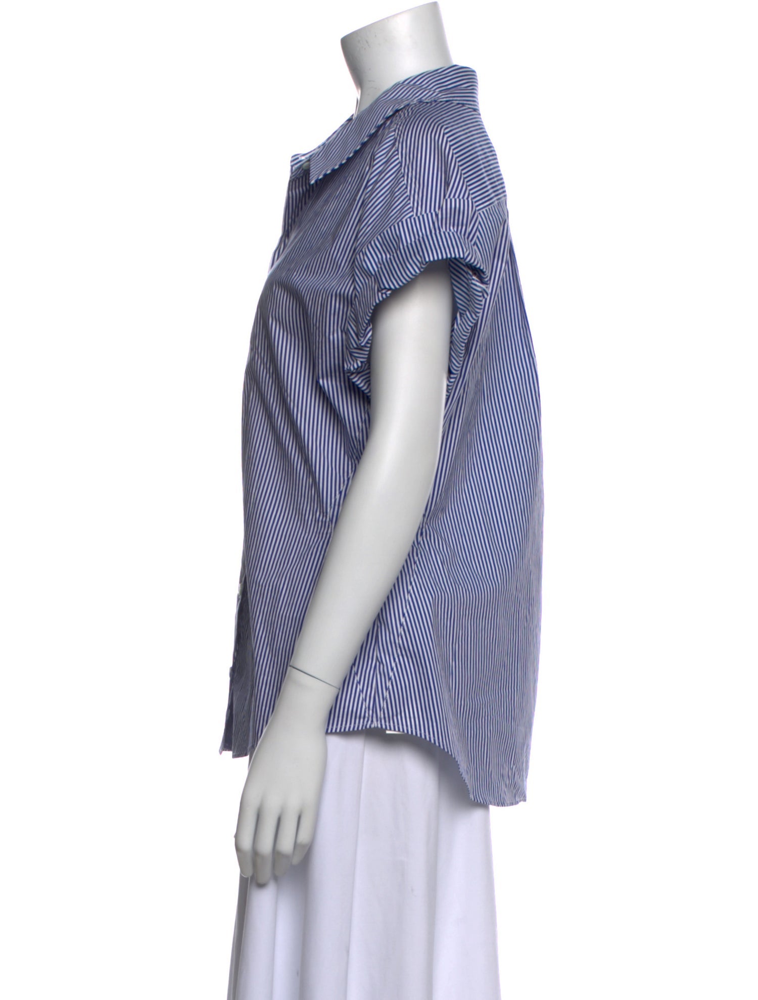 FRAME Striped Short Sleeve Button-Up Top