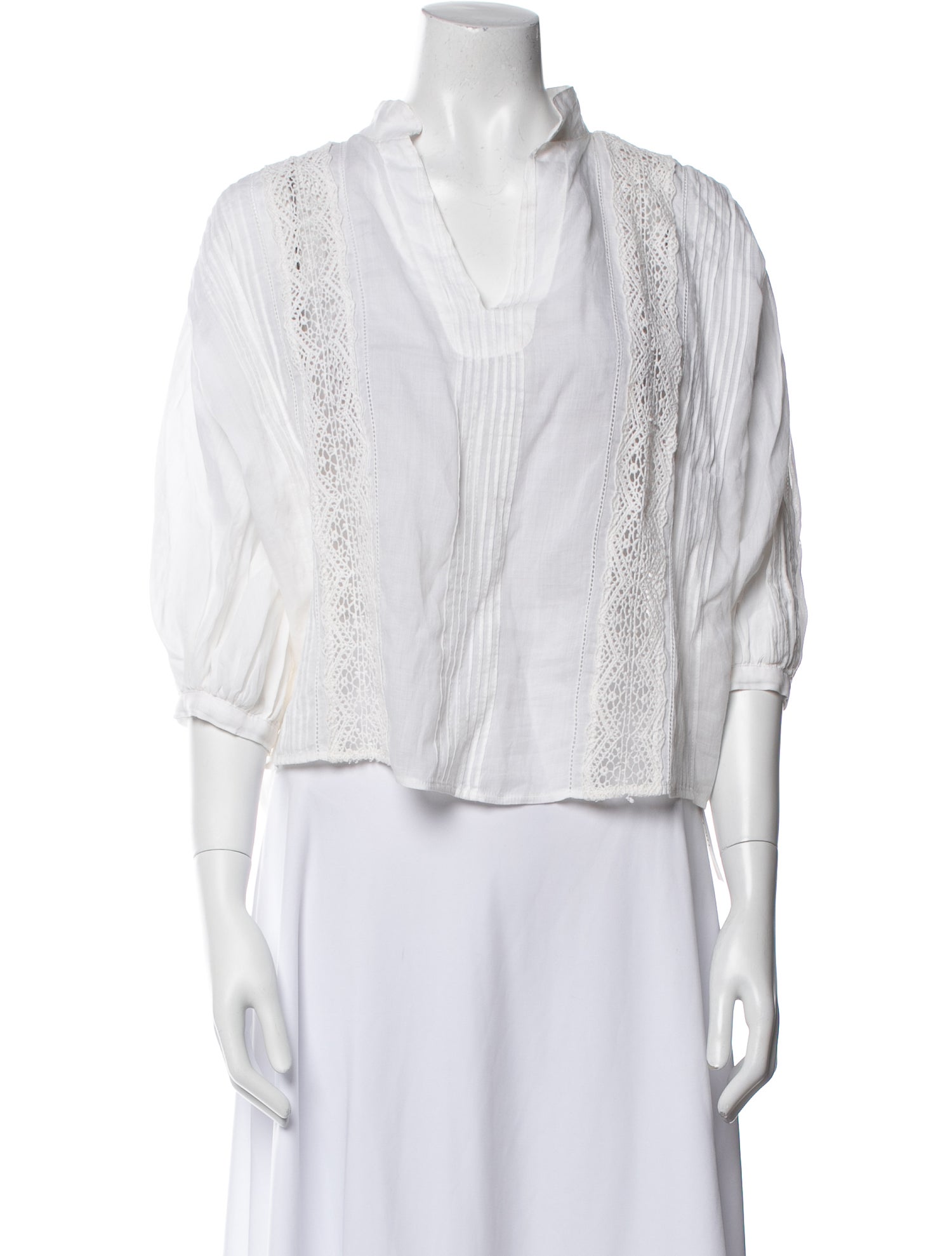 FRAME V-Neck Three-Quarter Sleeve Blouse