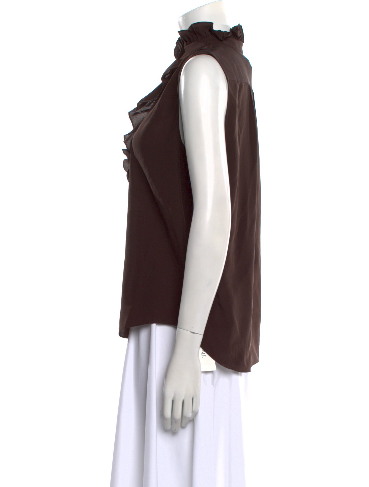 FRAME Silk Mock Neck Button-Up Top