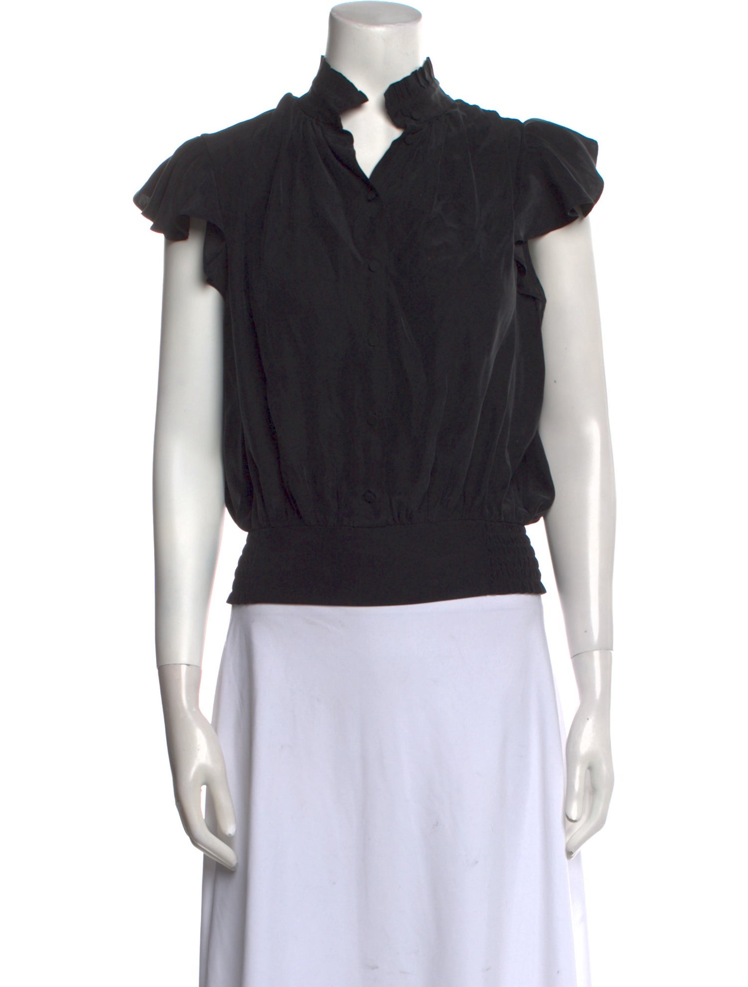 FRAME Silk Mock Neck Top