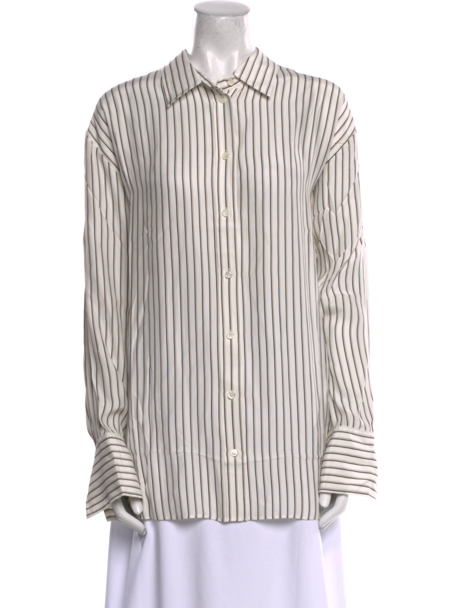 FRAME Silk Striped Button-Up Top w/ Tags