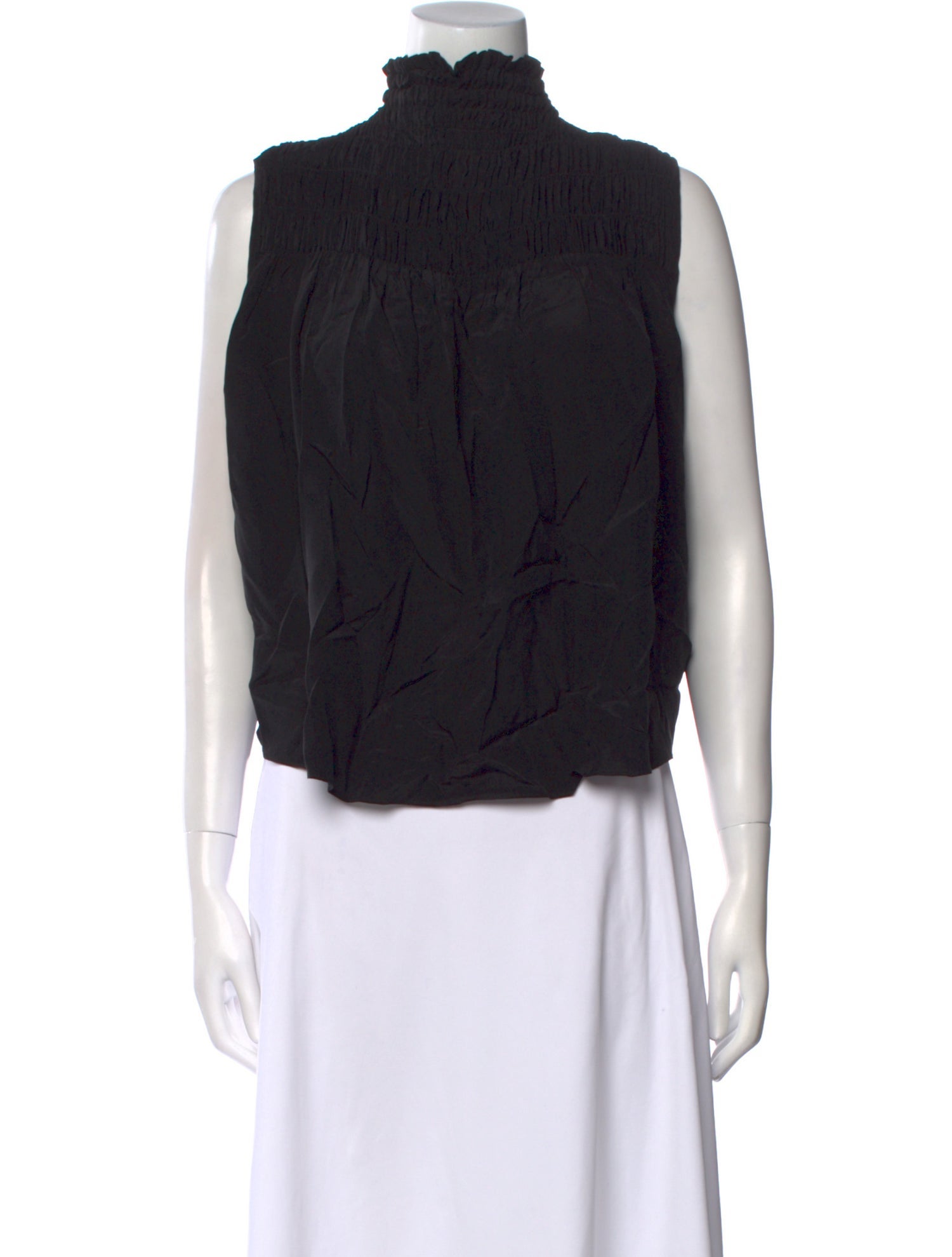 FRAME Silk Mock Neck Crop Top