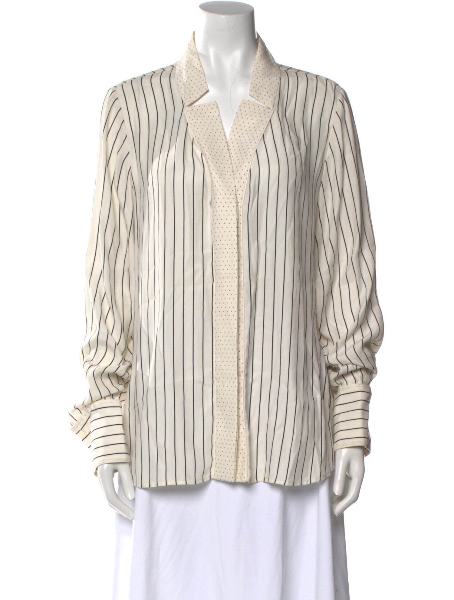 FRAME Silk Striped Button-Up Top