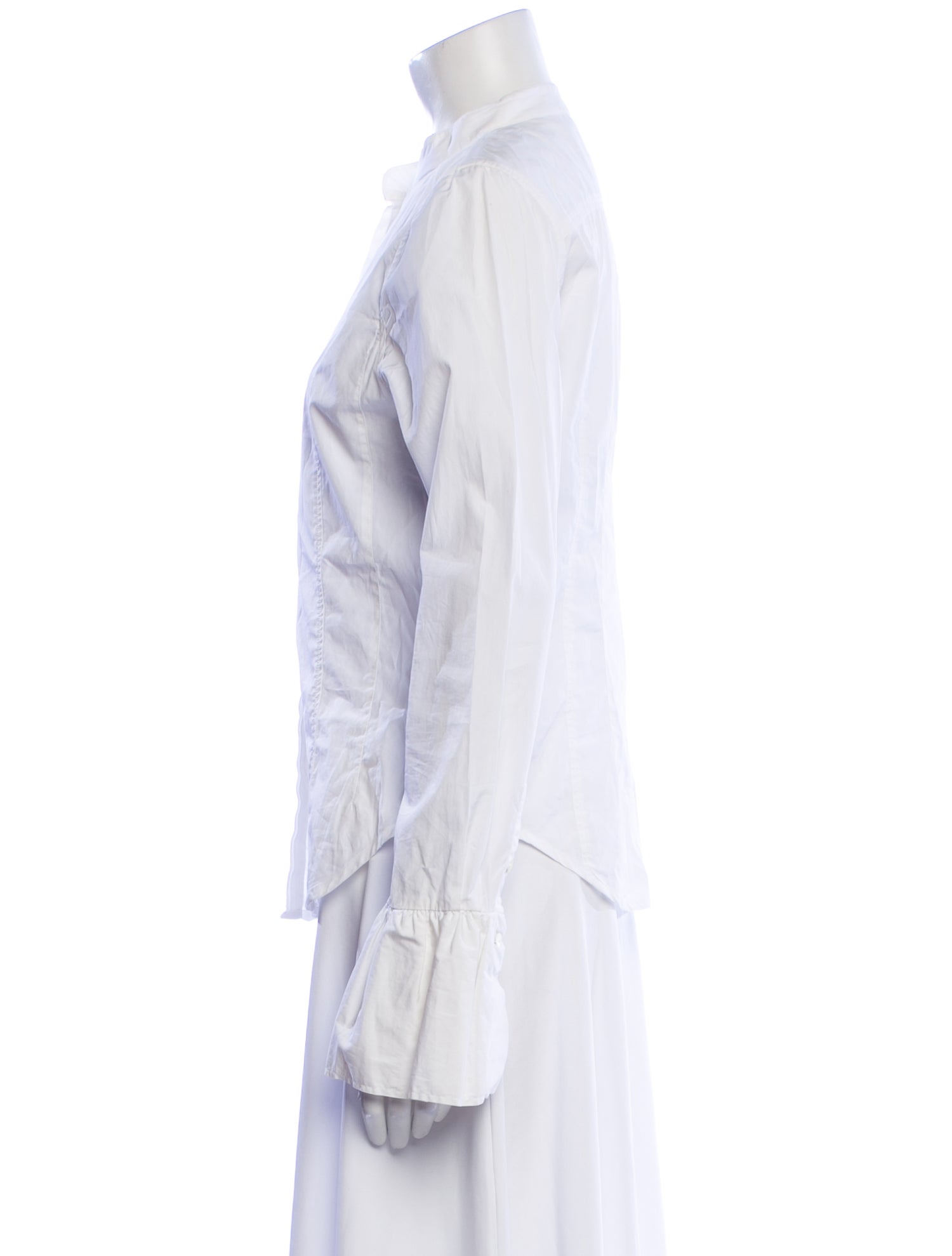 FRAME Mock Neck Long Sleeve Button-Up Top