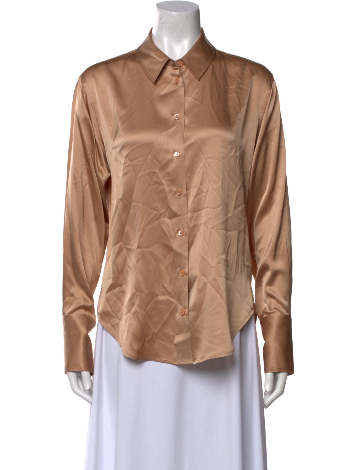 FRAME Silk Long Sleeve Button-Up Top