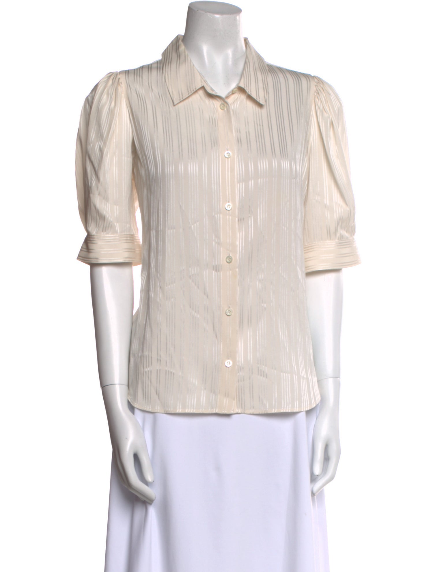 FRAME Silk Short Sleeve Button-Up Top