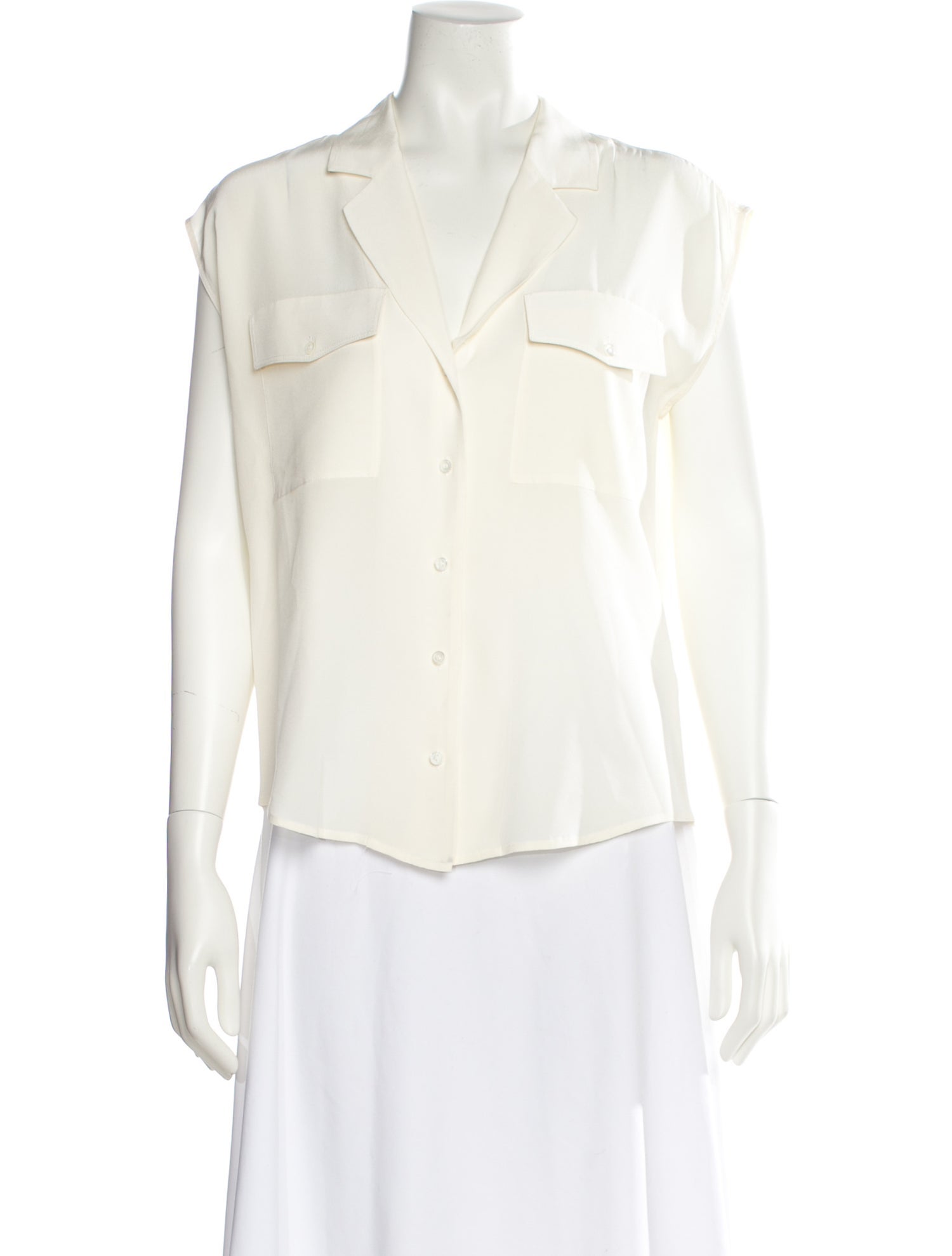 FRAME Silk Sleeveless Button-Up Top