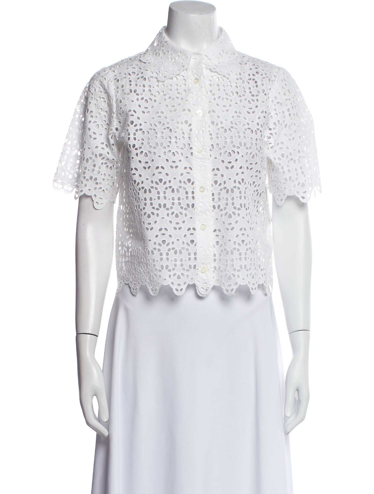 FRAME Lace Pattern Short Sleeve Crop Top w/ Tags