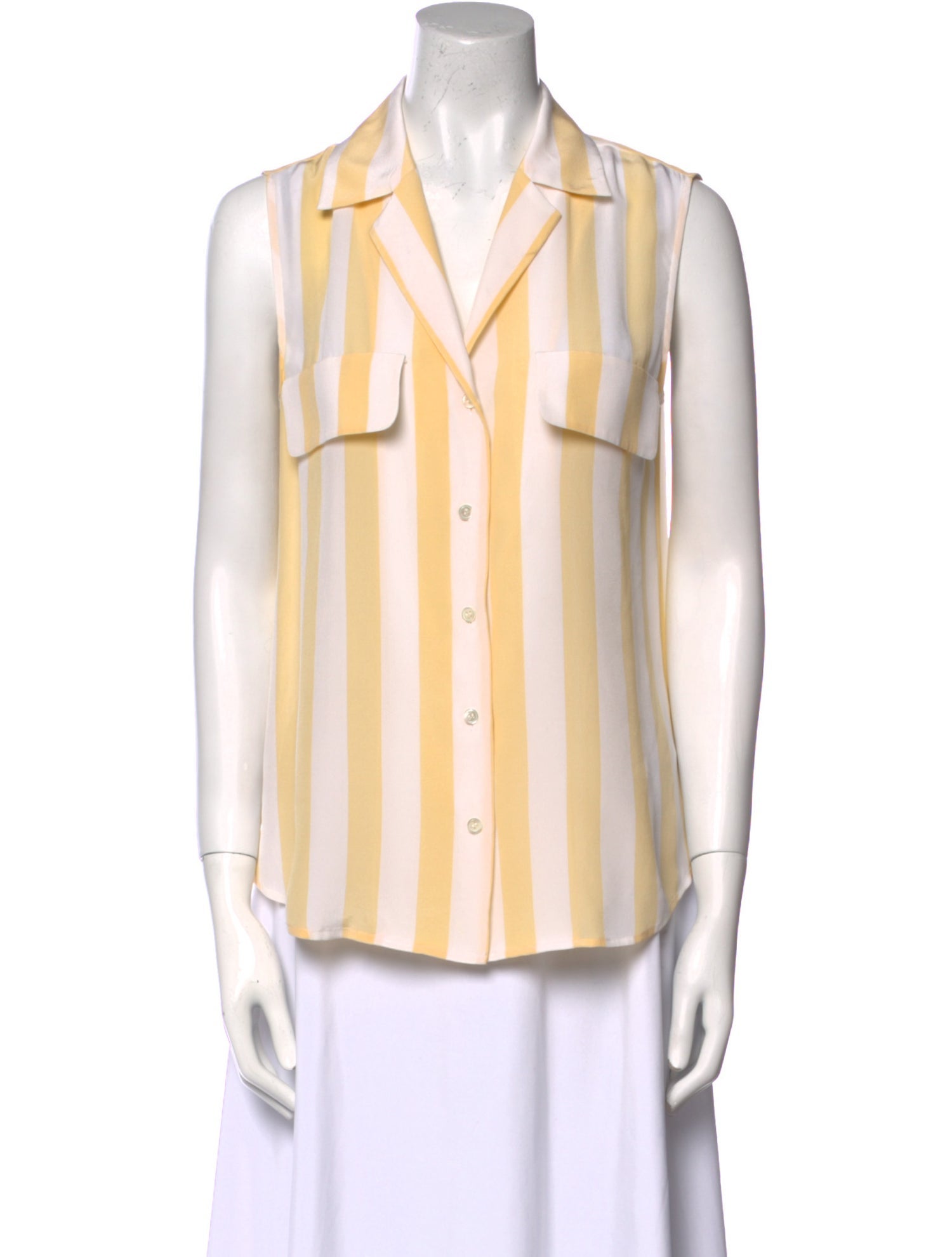 FRAME Silk Striped Button-Up Top