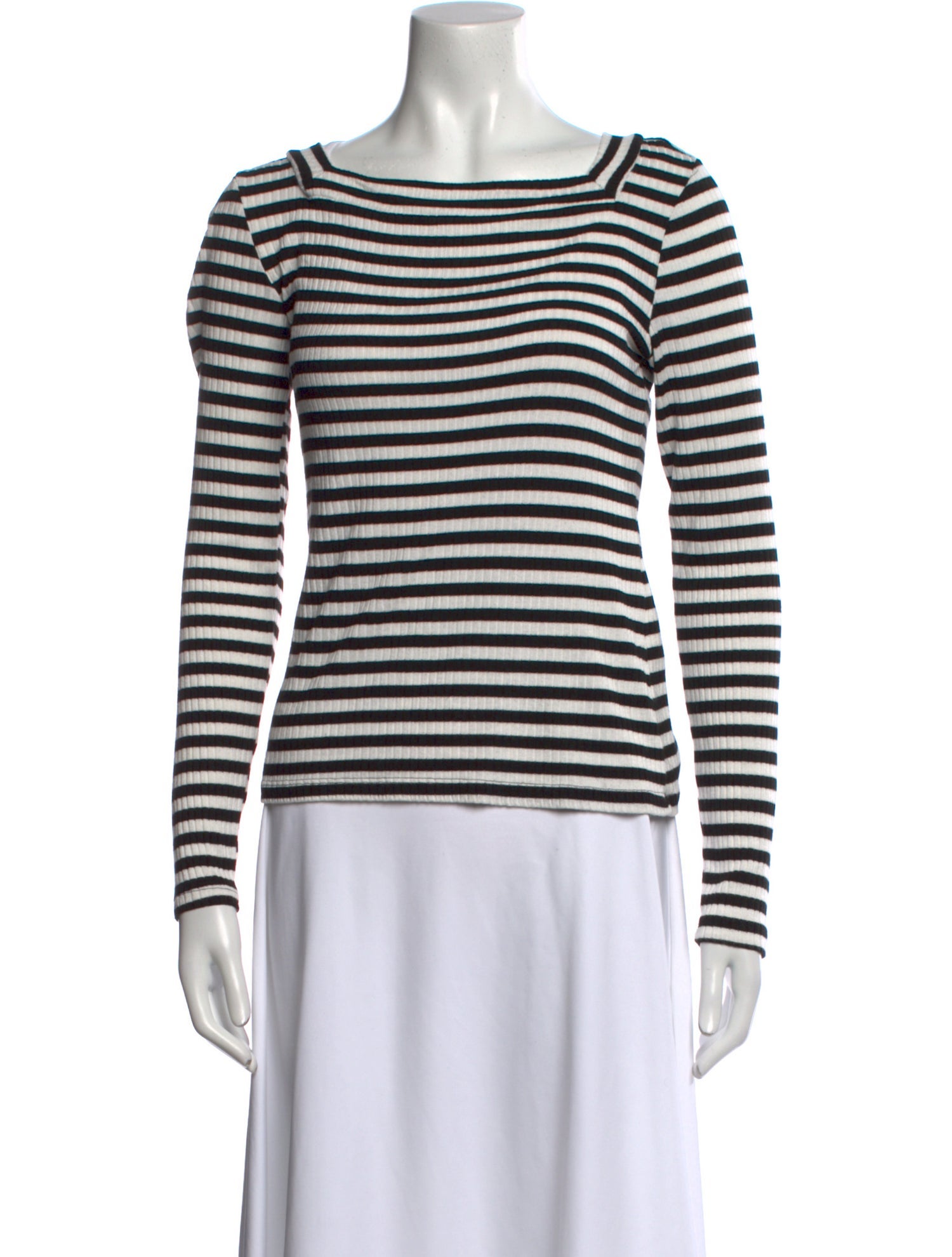 FRAME Striped Bateau Neckline Top