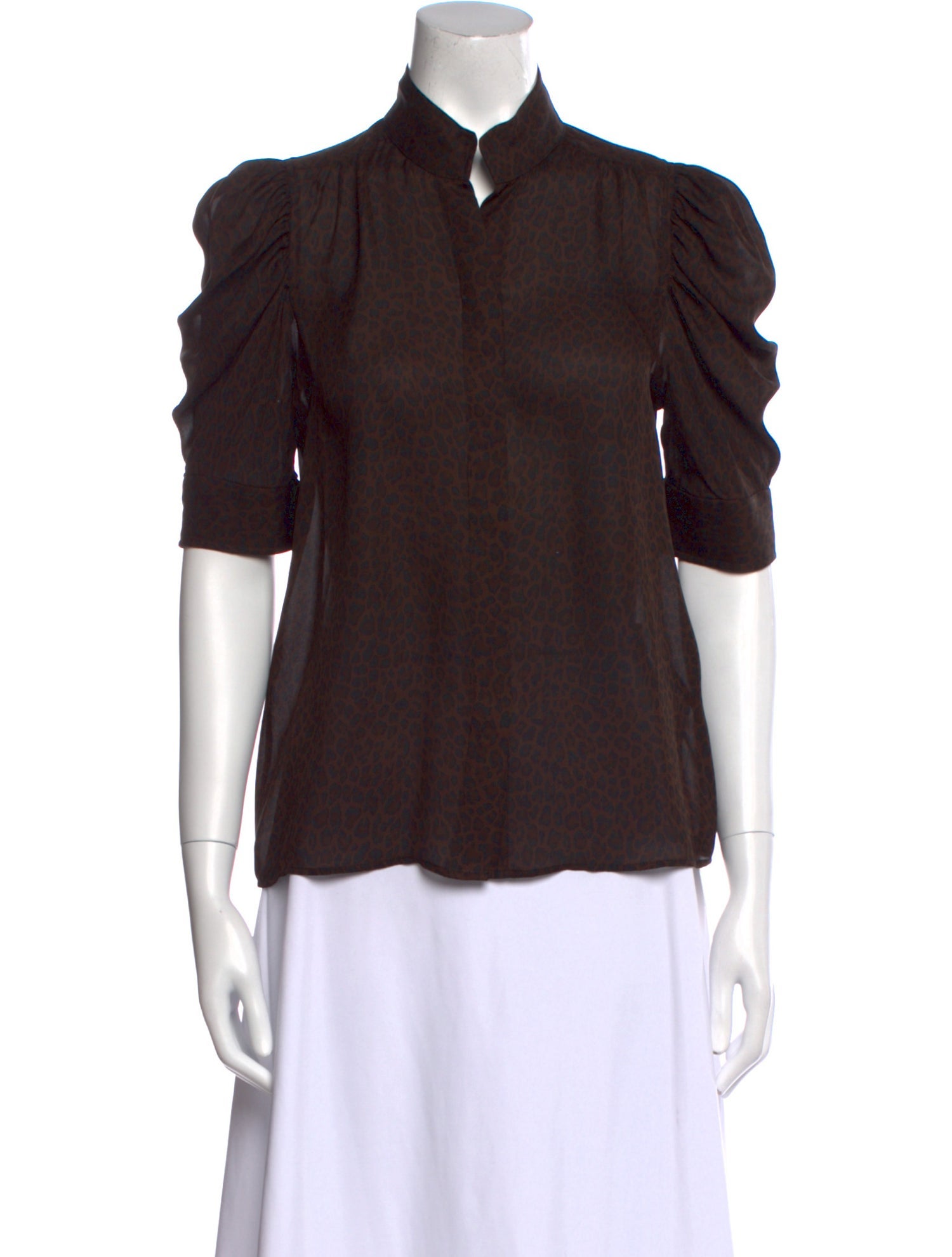 FRAME Silk Short Sleeve Button-Up Top