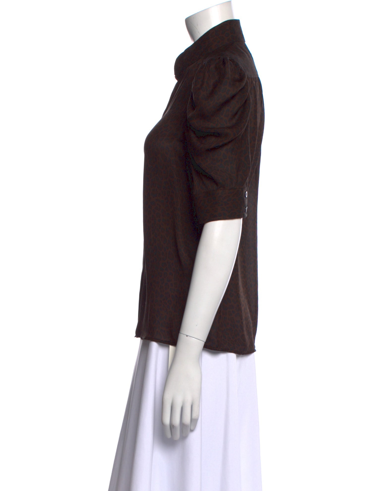 FRAME Silk Short Sleeve Button-Up Top