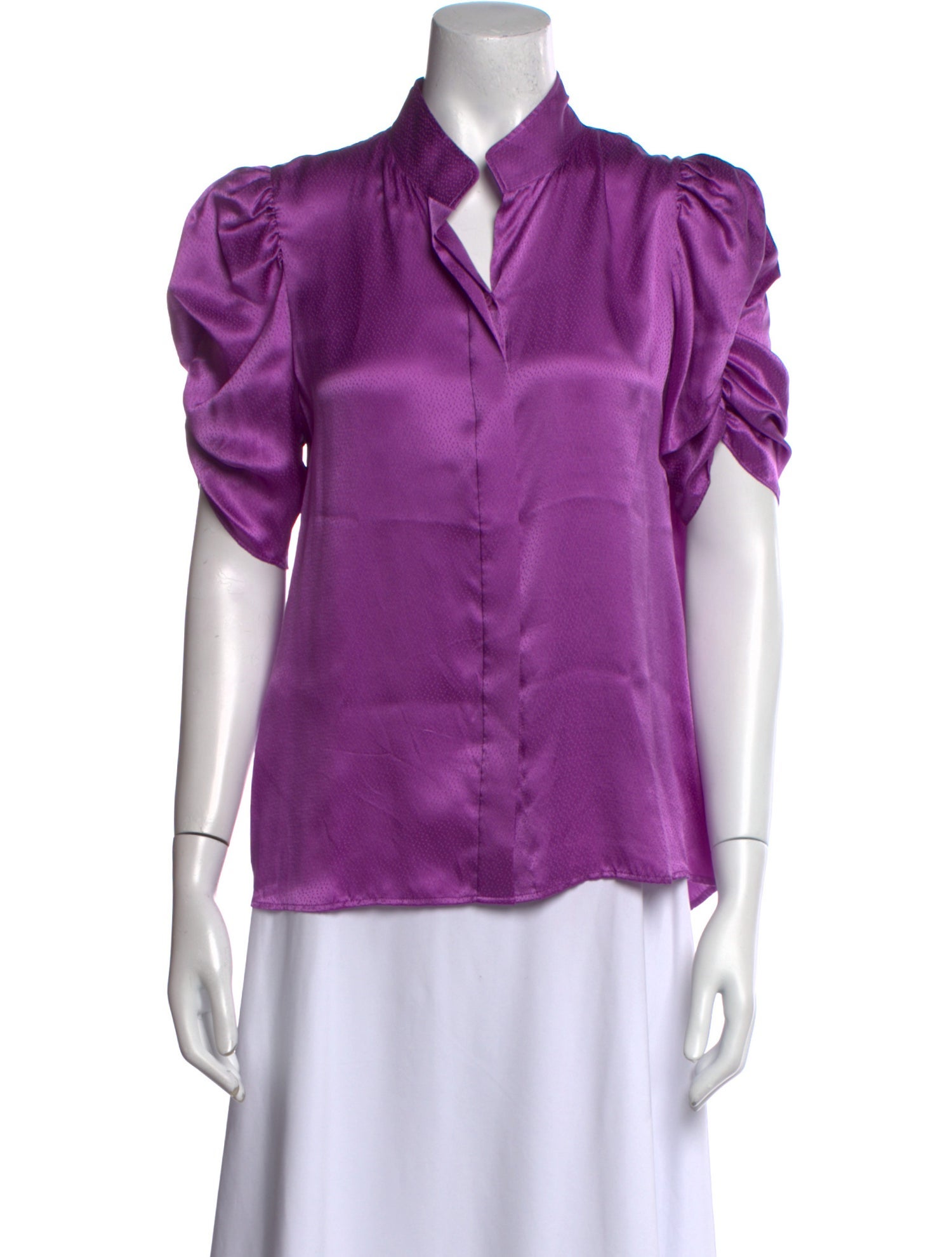 FRAME Silk Short Sleeve Button-Up Top