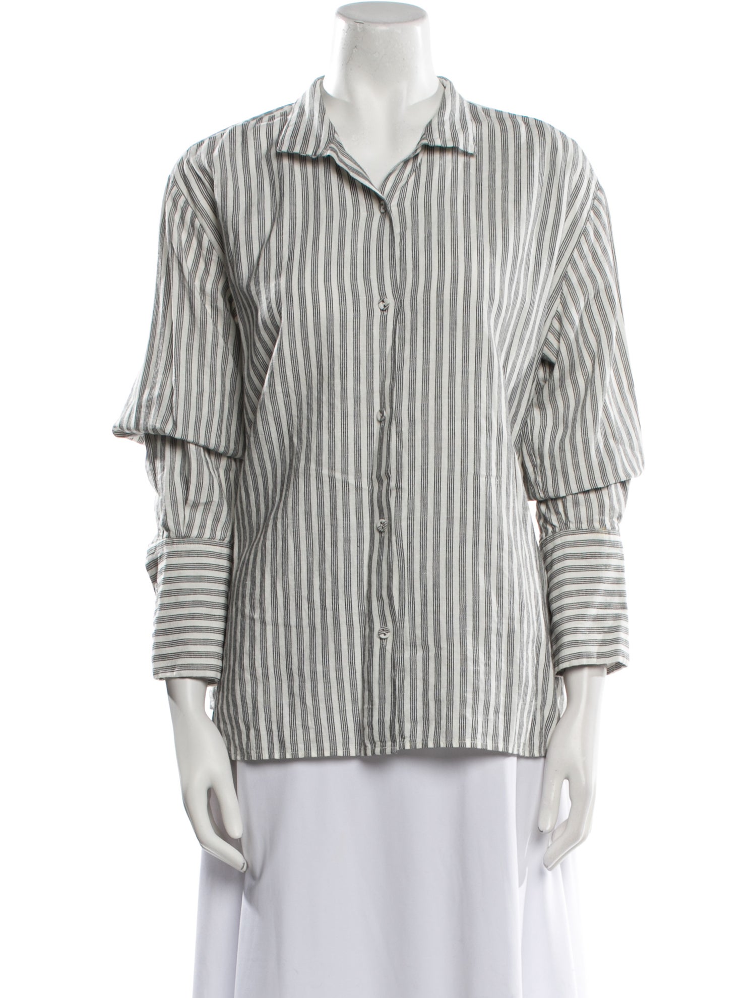 FRAME Linen Striped Button-Up Top