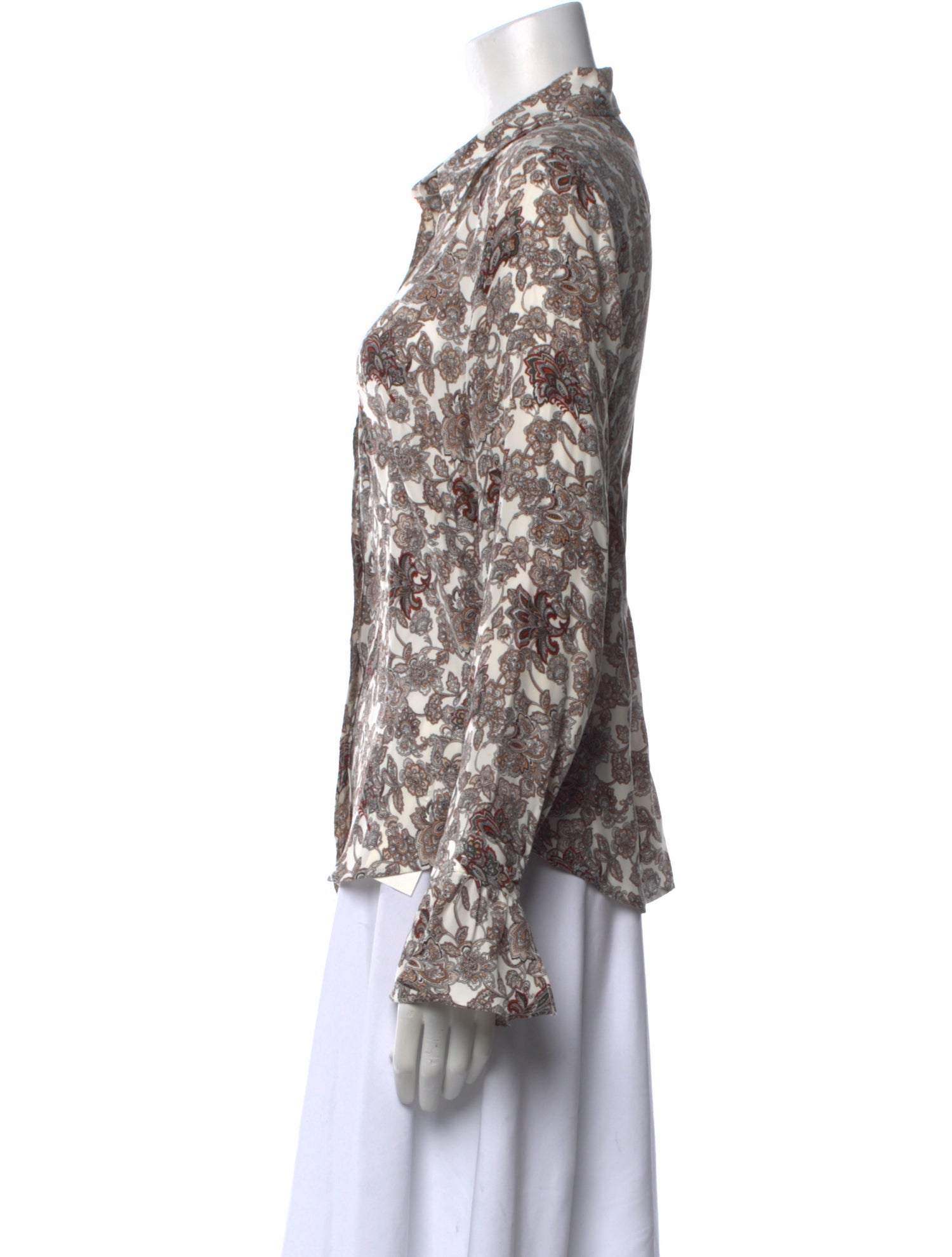 FRAME Silk Floral Print Button-Up Top