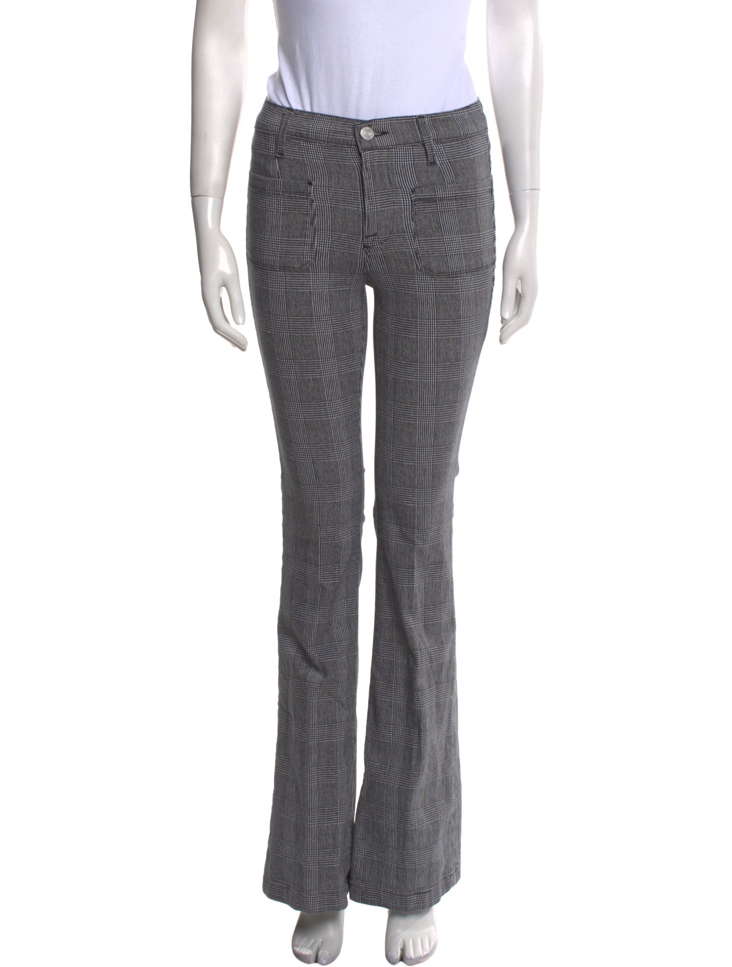 FRAME Plaid Print Wide Leg Pants