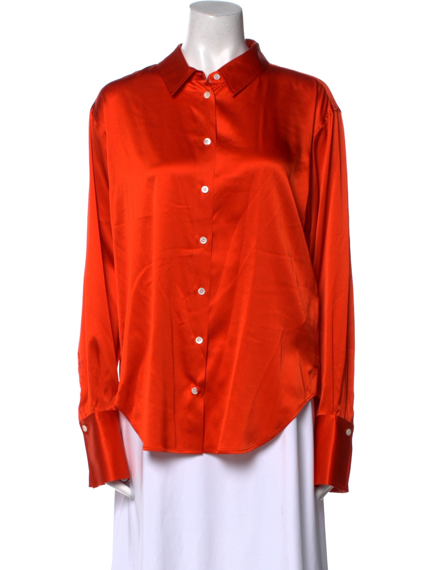 FRAME Silk Long Sleeve Button-Up Top