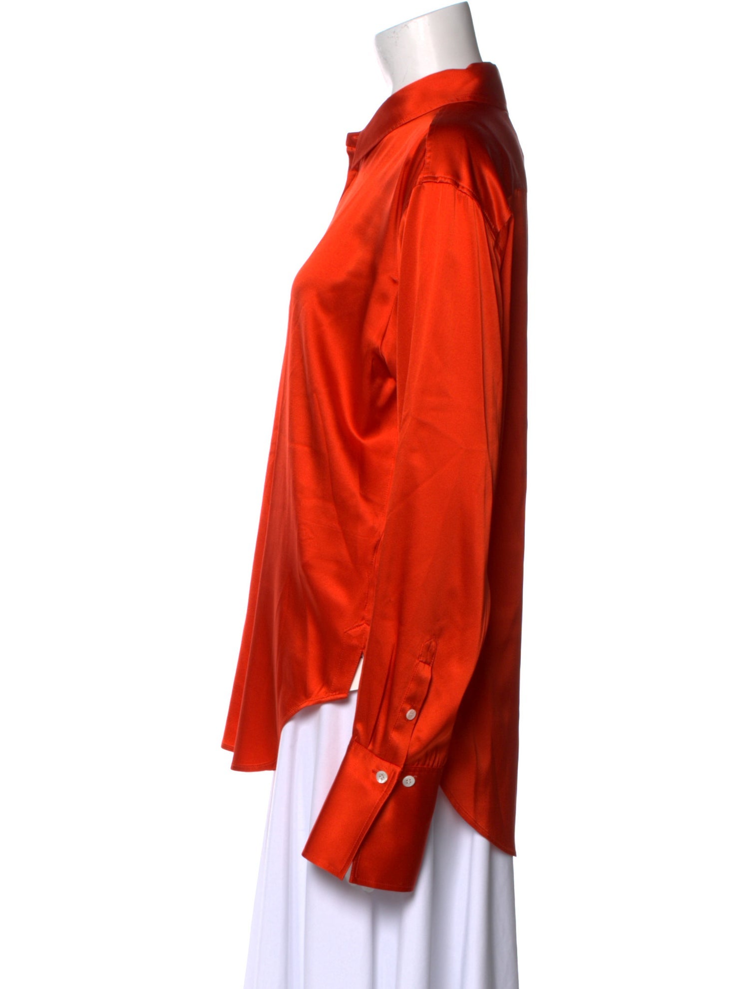 FRAME Silk Long Sleeve Button-Up Top