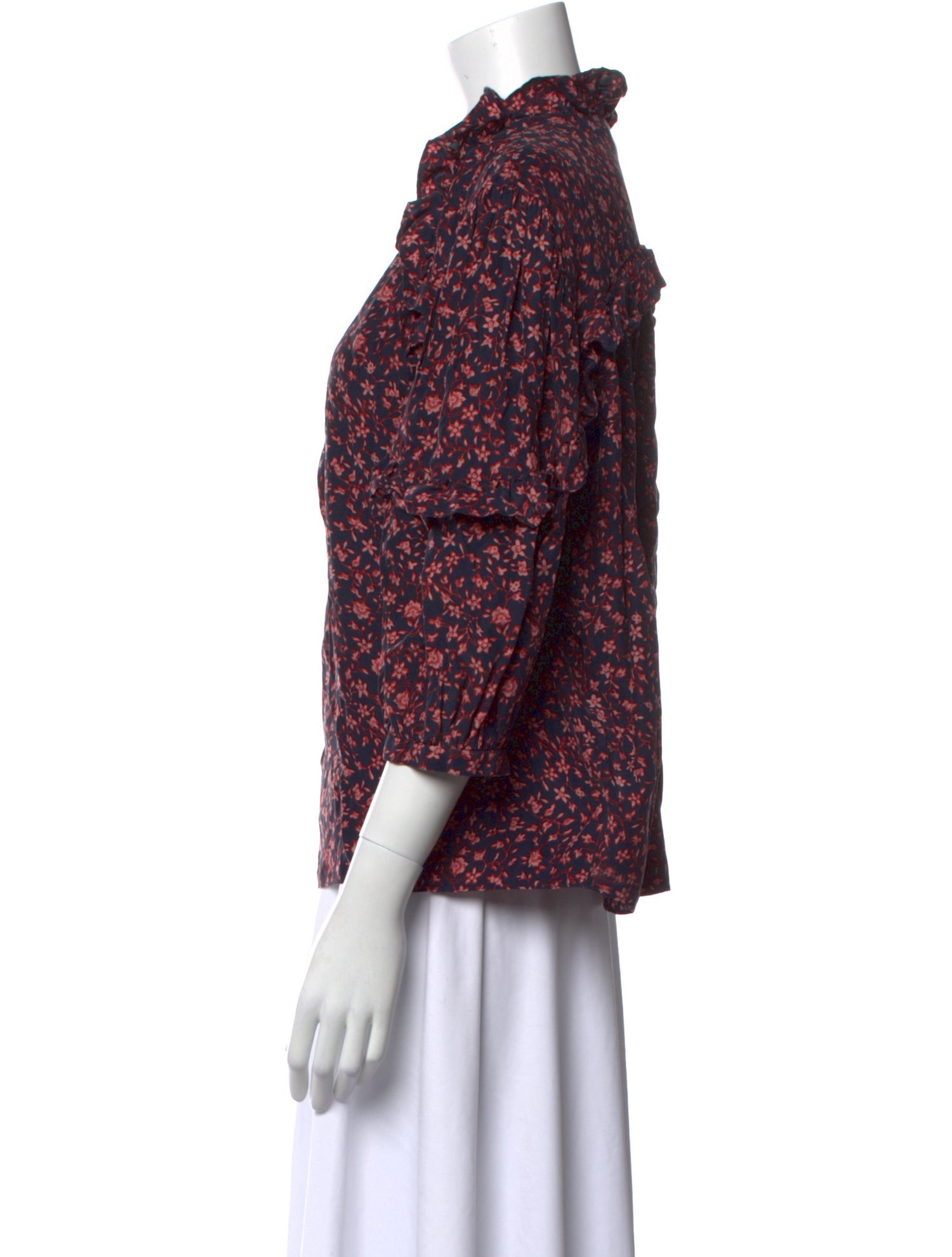 FRAME Floral Print V-Neck Blouse