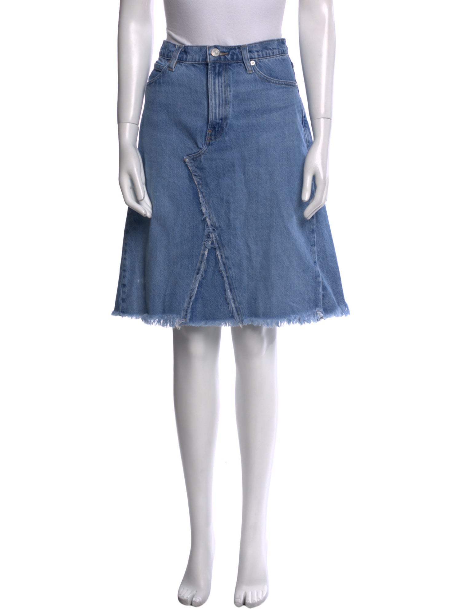 FRAME Raw-Edge Trim Knee-Length Skirt