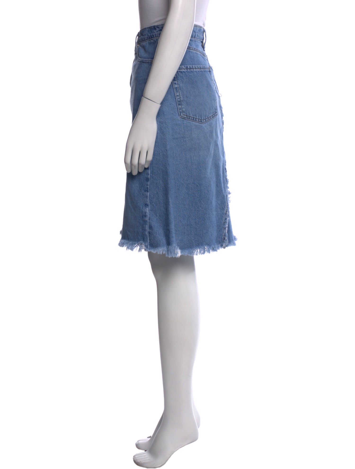 FRAME Raw-Edge Trim Knee-Length Skirt