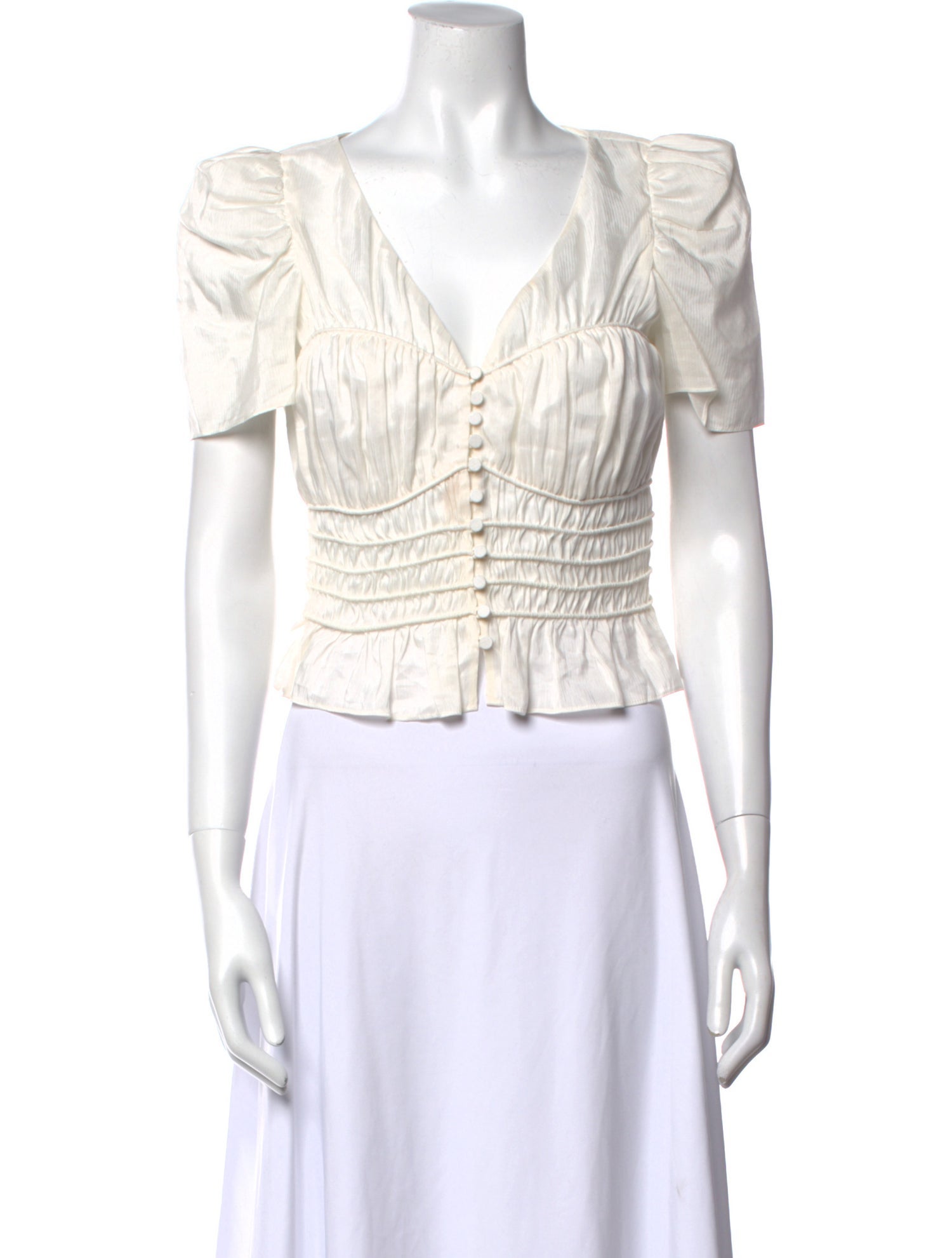 FRAME Striped V-Neck Crop Top