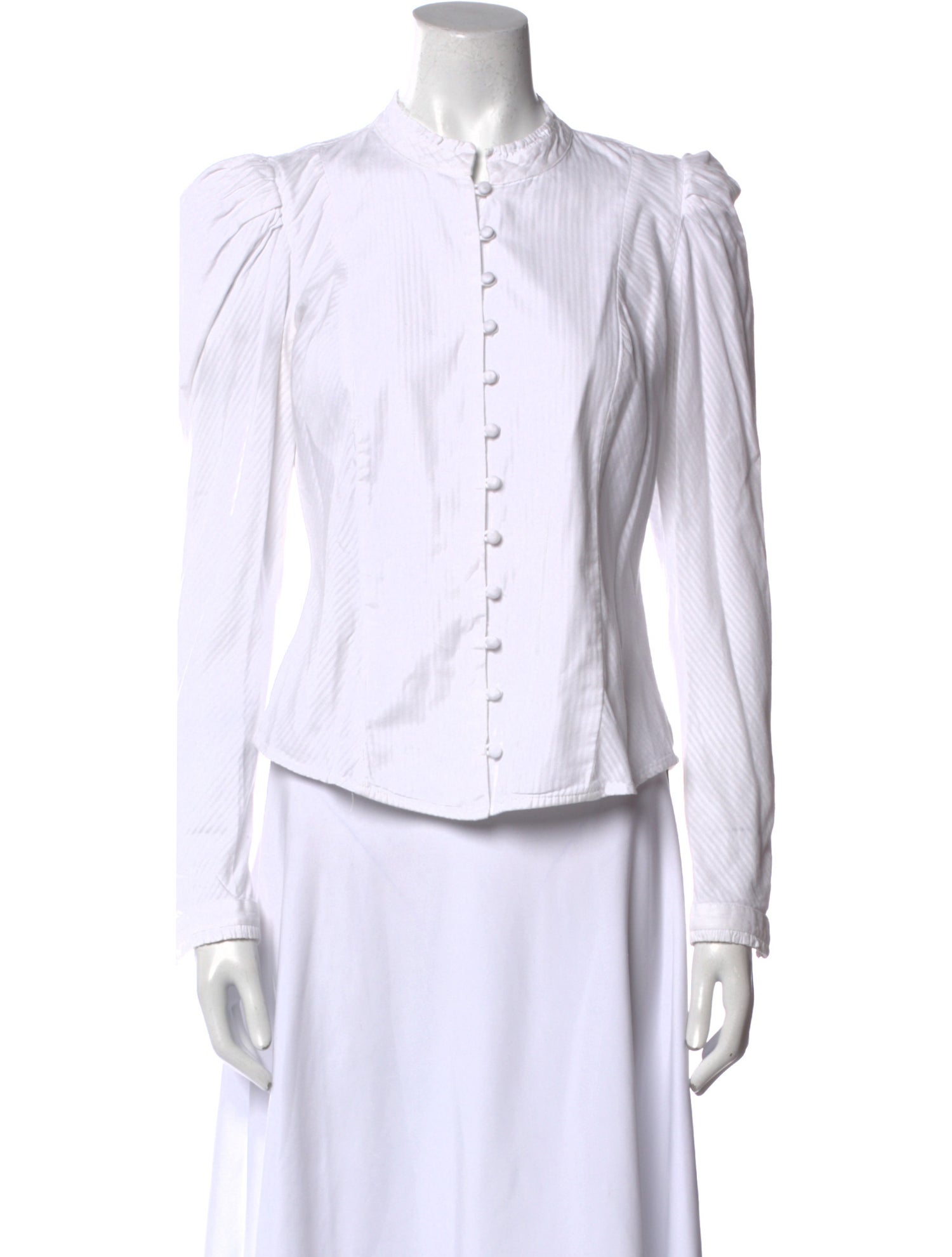 FRAME Mock Neck Long Sleeve Button-Up Top