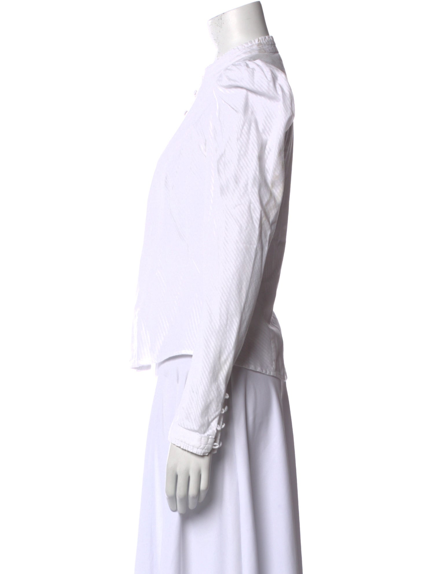 FRAME Mock Neck Long Sleeve Button-Up Top